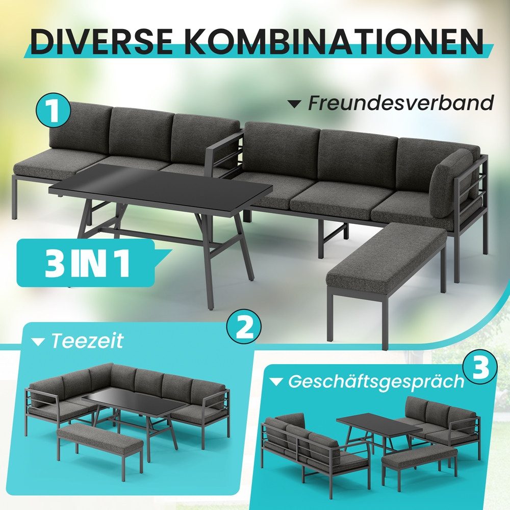 Mucola Gartenlounge-Set Gartenmöbel Set Ecklounge Aluminium günstig online kaufen