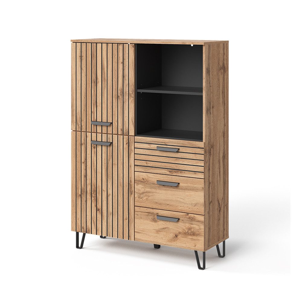 Vicco Garderoben-Set Amber, Eiche Wotan, 100 x 142 cm günstig online kaufen