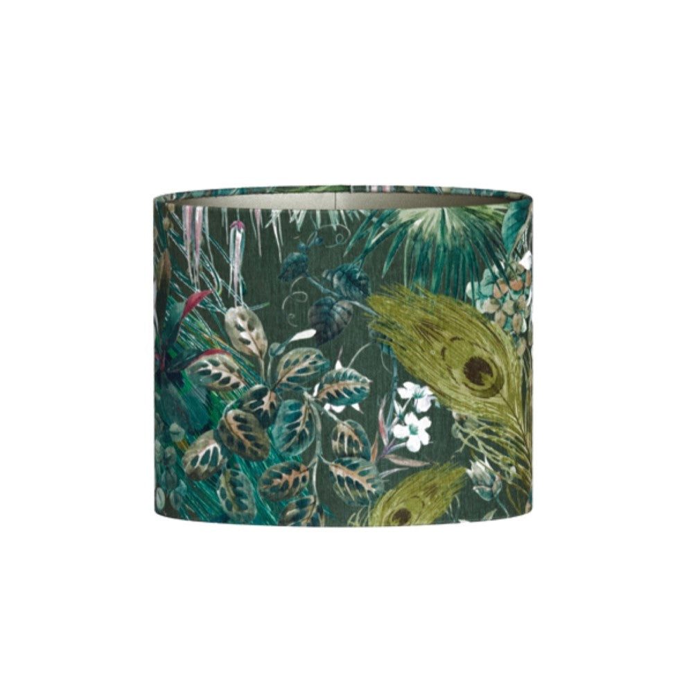 Dirk Davids Leuchten GmbH Лампыschirm Лампыschirm Oval in Velours mit Floralen Motiven in Grün 45-45-32, Florales Design