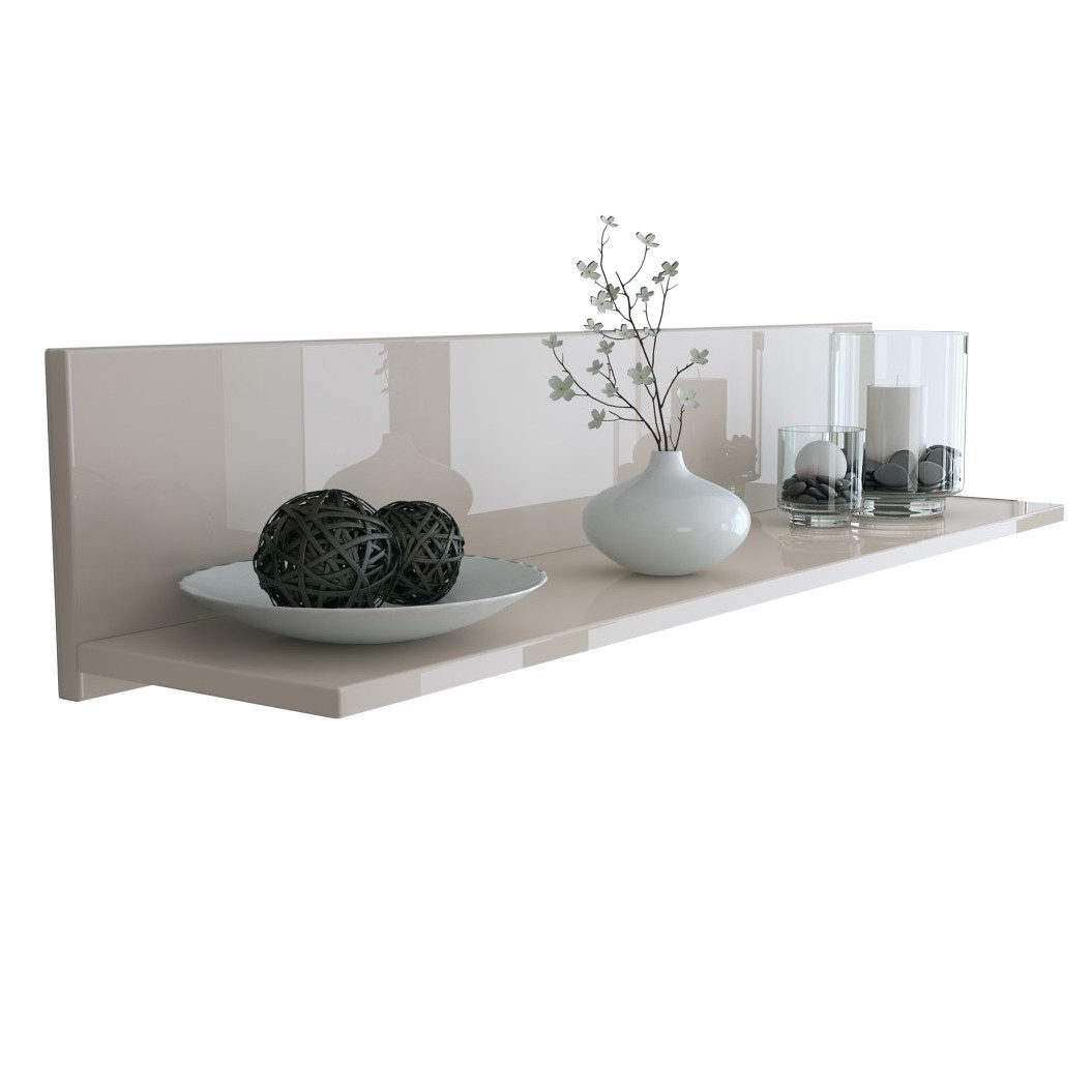 Vladon Wandregal Skadu, Schweberegal, Sandgrau Hochglanz (97,5 x 18,5 x 18, günstig online kaufen