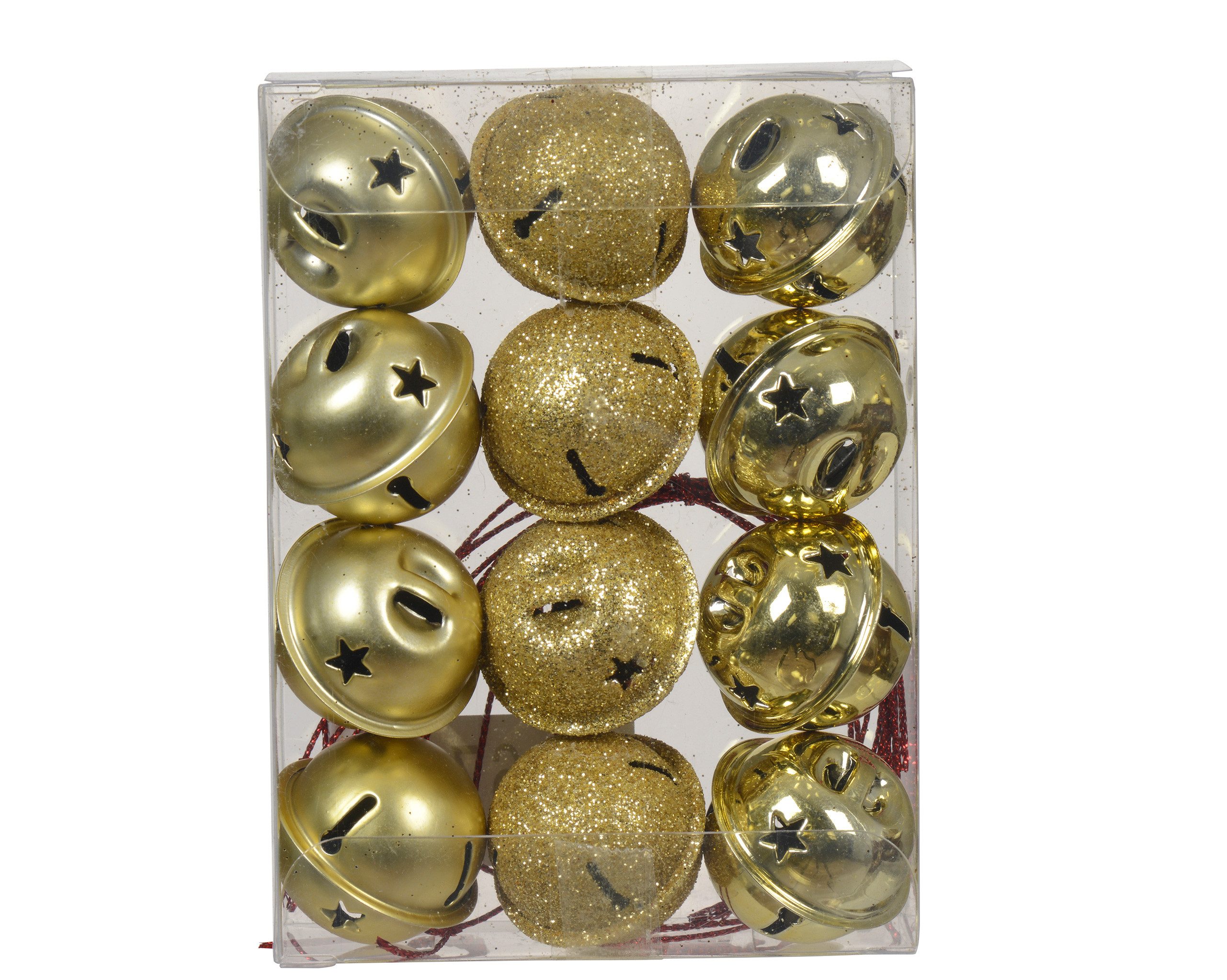 Kaemingk Christbaumschmuck, Glöckchen Metall 3cm 12er Set Gold