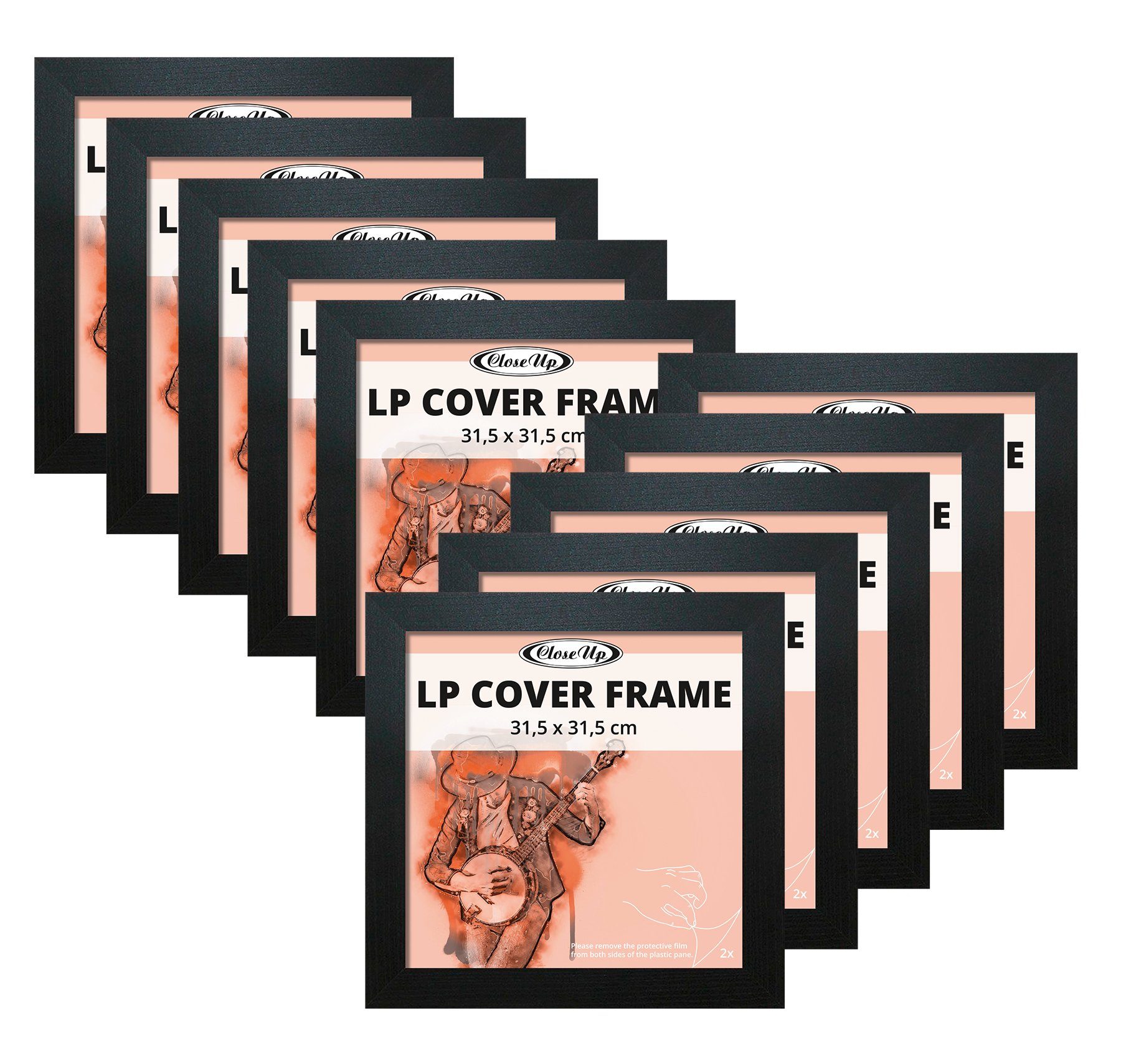Close Up Bilderrahmen LP Album Cover Rahmen 31,5x31,5cm 10er Set
