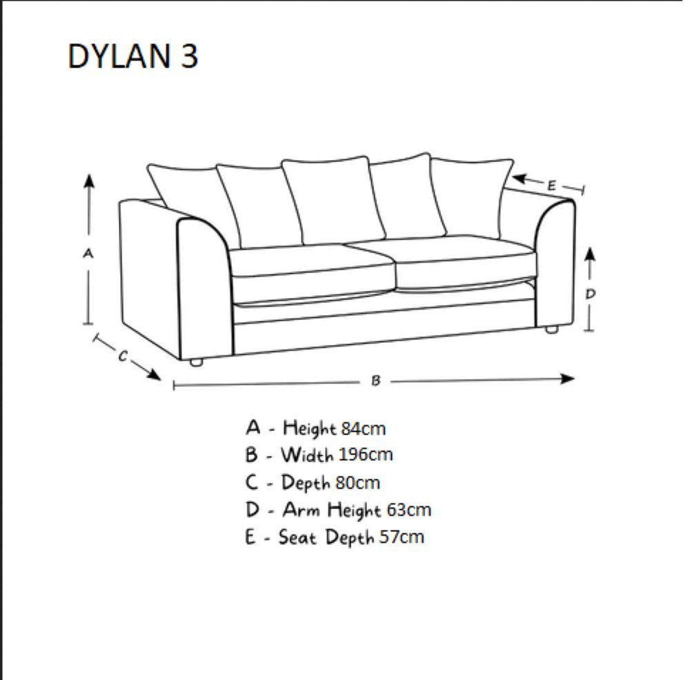 SOFA Sofa pressiode verschiedene DYLAN3 3-Sitzer, Creme-Braun Farben,