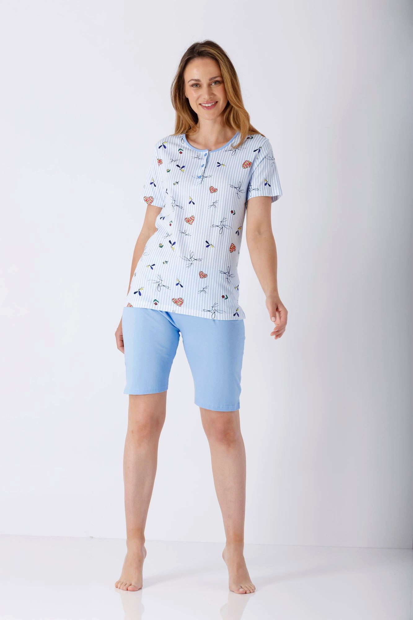 Hajo Schlafanzug Damen Schlafanzug Shorty Bermuda Premium Cotton günstig online kaufen