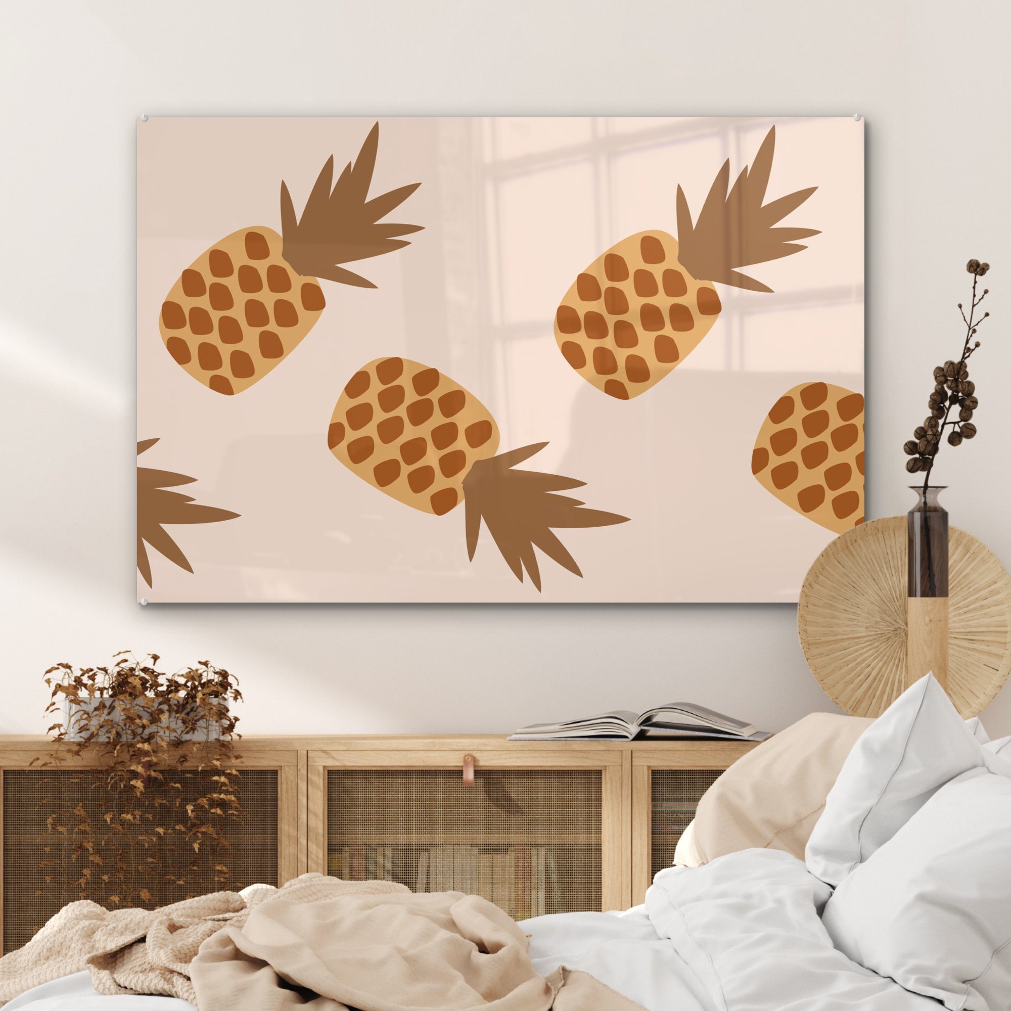 Schlafzimmer - & Sommer - Acrylglasbilder Ananas Acrylglasbild MuchoWow (1 St), Pastell, Wohnzimmer