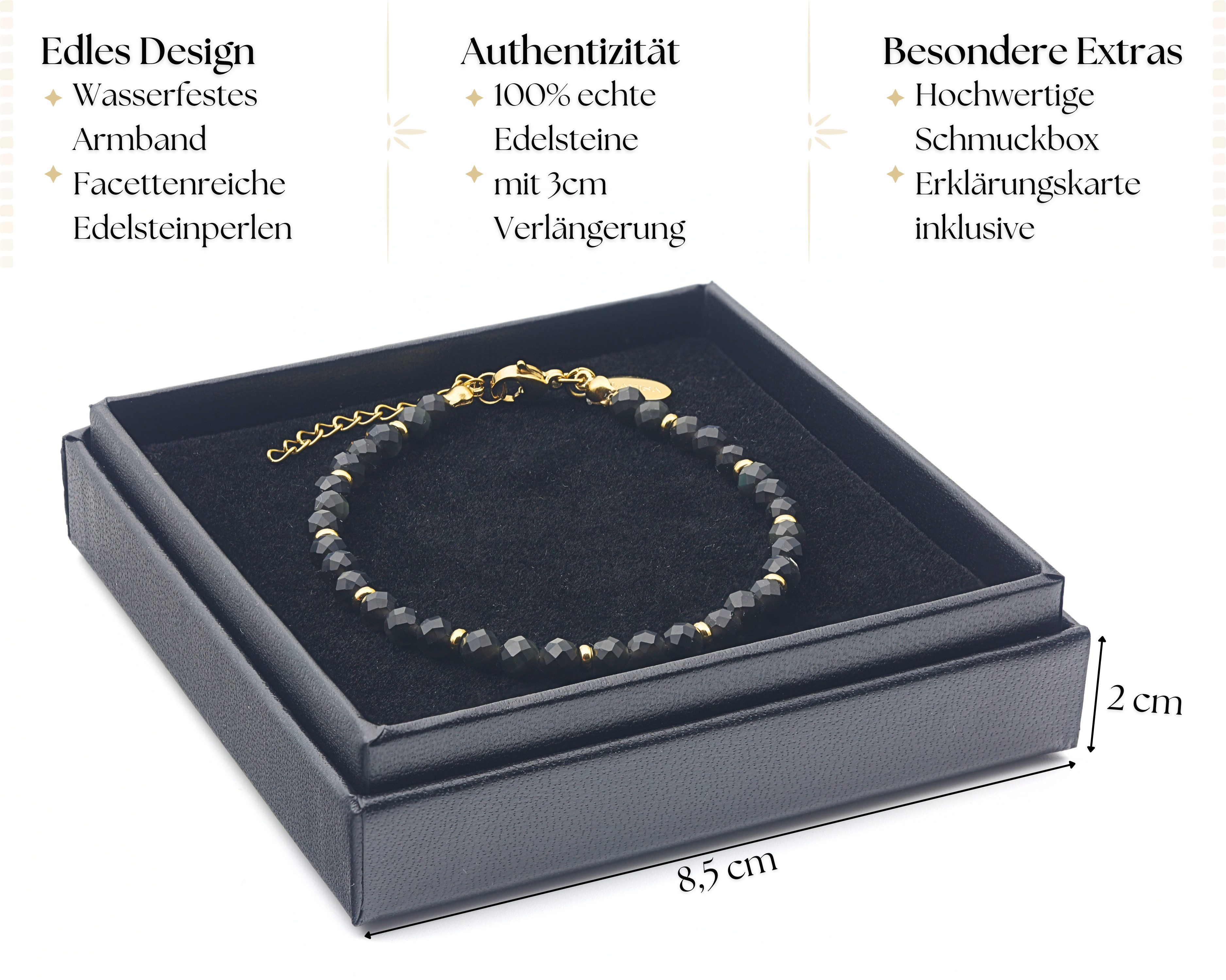 LAVISA Armband Edelstein Armband - 4mm Naturstein Perlen Granat