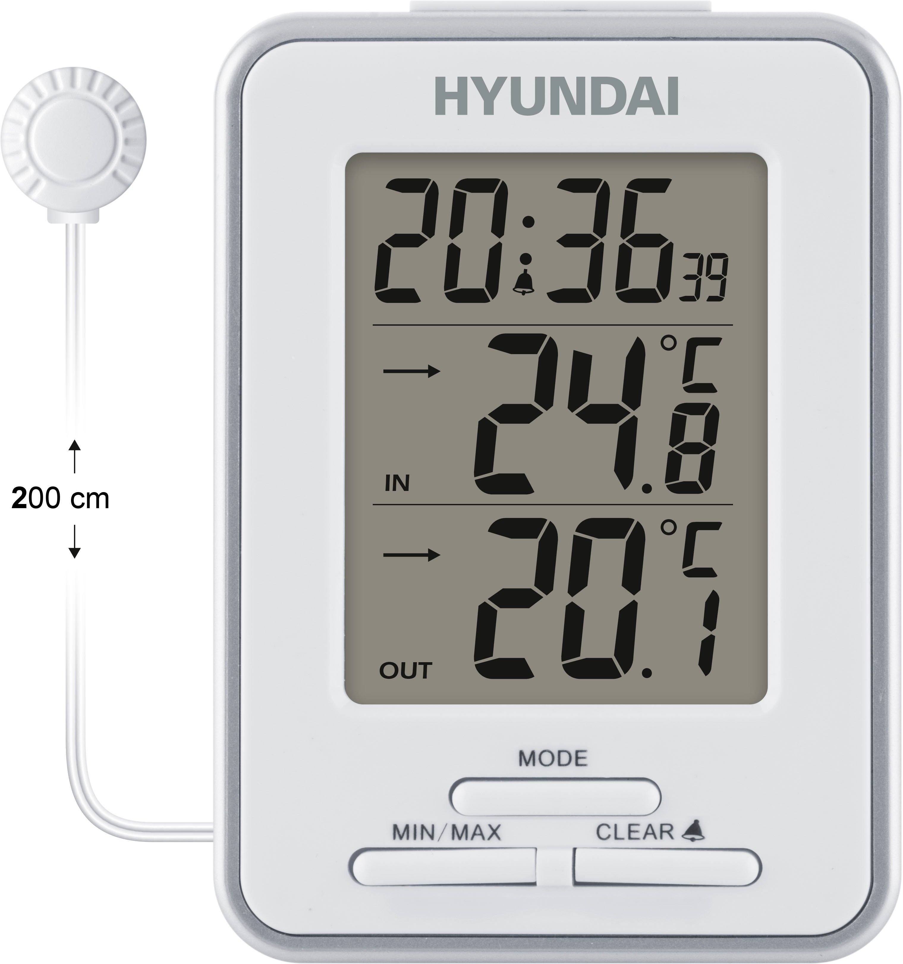 Hyundai Hyundai WS1021 Wetterstation (mit Außensensor, Wandhalterung und Standfunktion)