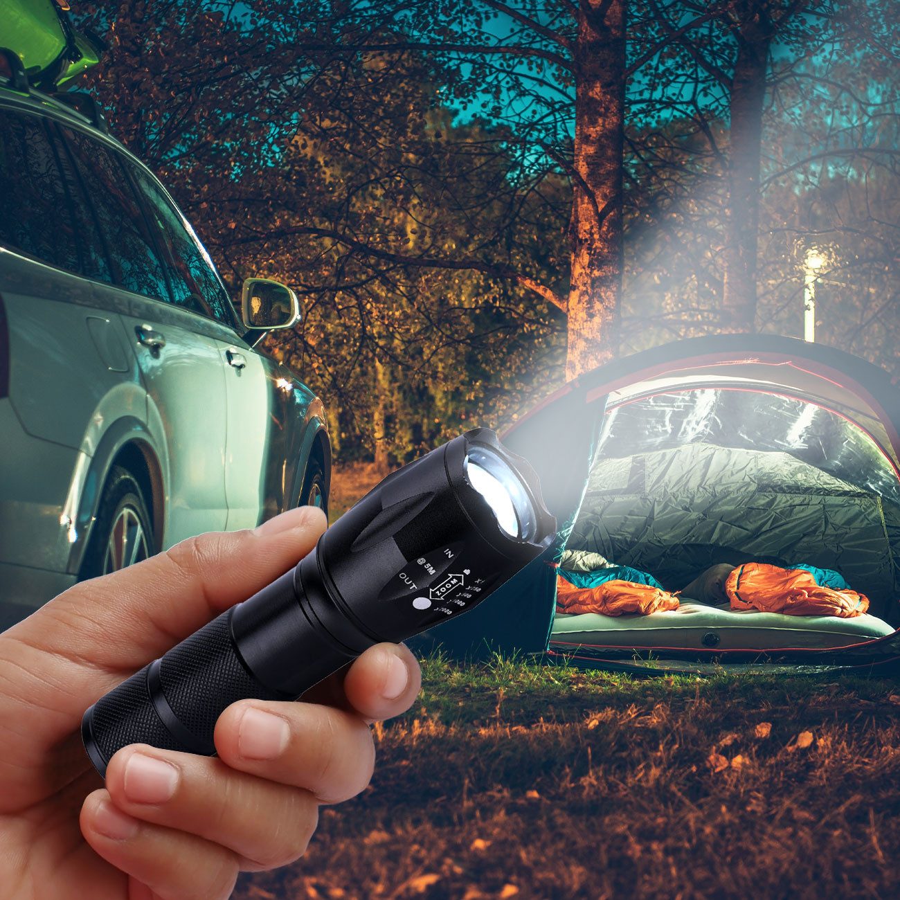 Casativo LED Taschenlampe 2in1 LED Taschenlampe 260lm 1800mAh-Akku Powerbank Funktion IP44 (1-St., 1er-Set & 2er-Set), 3 Leuchtmodi/Wiederaufladbar/Stroboskop/USB-Ladekabel