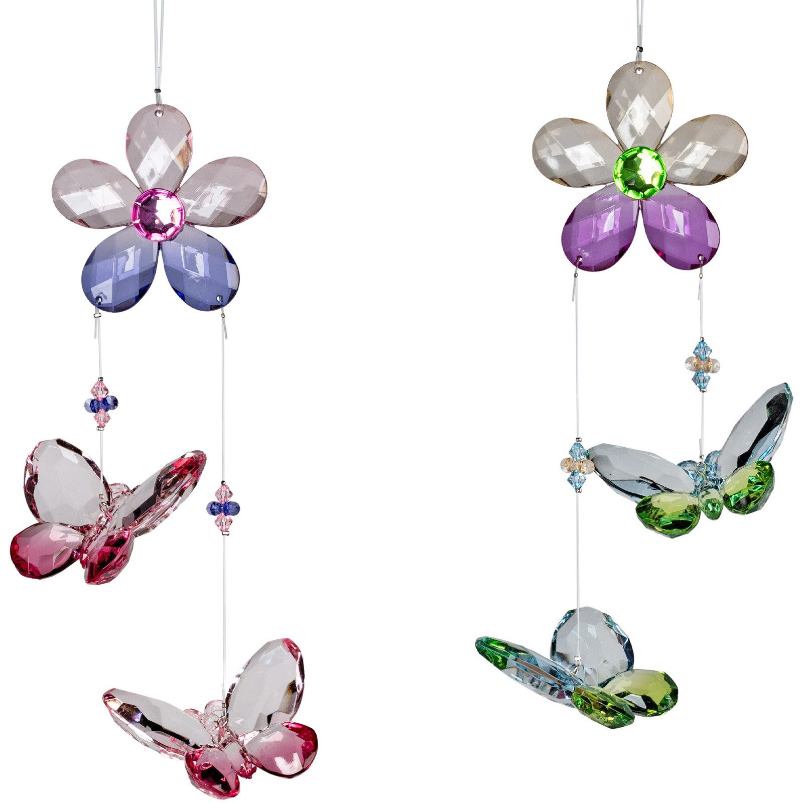 formano Dekohänger 2er Set Girlande Blume mit 2 Schmetterlinge 28 cm Fensterdeko Hänger (2-er Set)