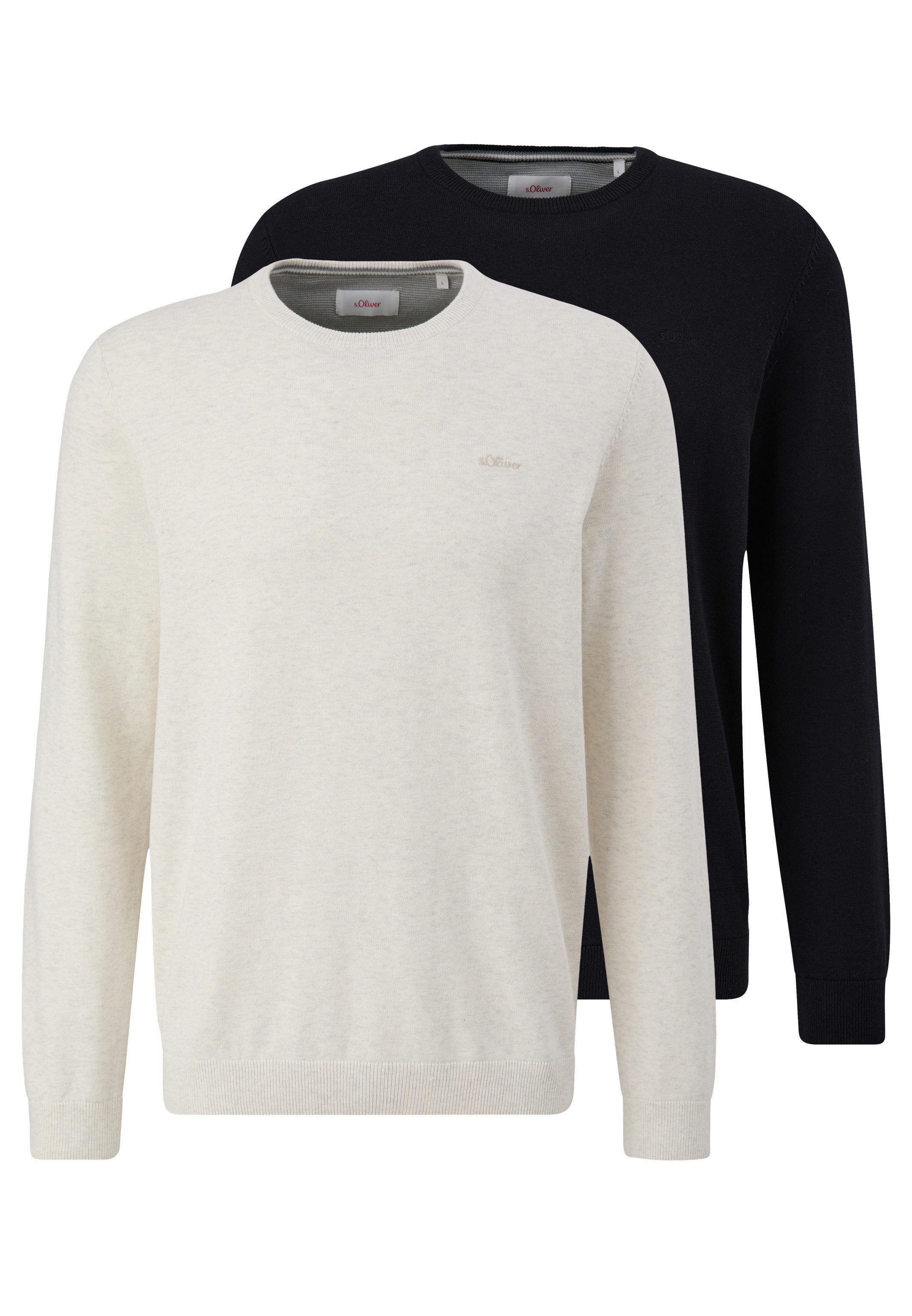 s.Oliver Rundhalspullover 2er Pack Basic (Spar-Set, 2-tlg) Pullover - Baumw günstig online kaufen