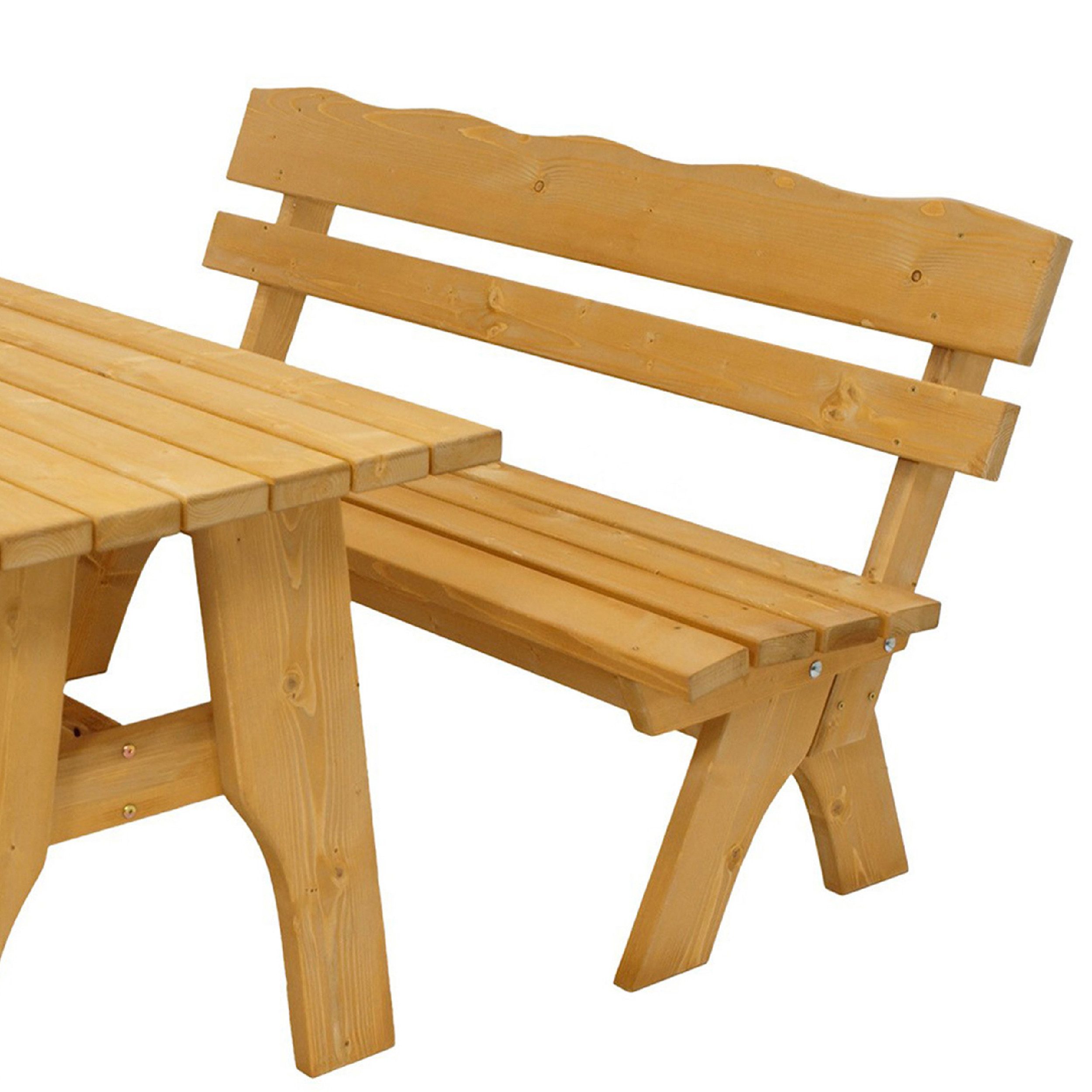 TPFGarden Sitzgruppe ADELAIDE, (Garten Garnitur 2-teilig 150cm - Festzeltgarnitur, 2-tlg., Kiefer massiv 30mm, hellbraun lackiert), (1x Bank 3-sitzer, 1x Tisch 72x150cm rechteckig)