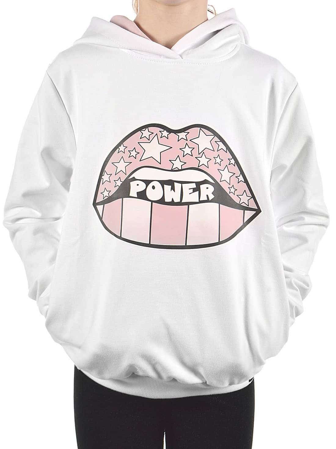 Hoodie Mädchen Pullover mit Kapuze Power Stars