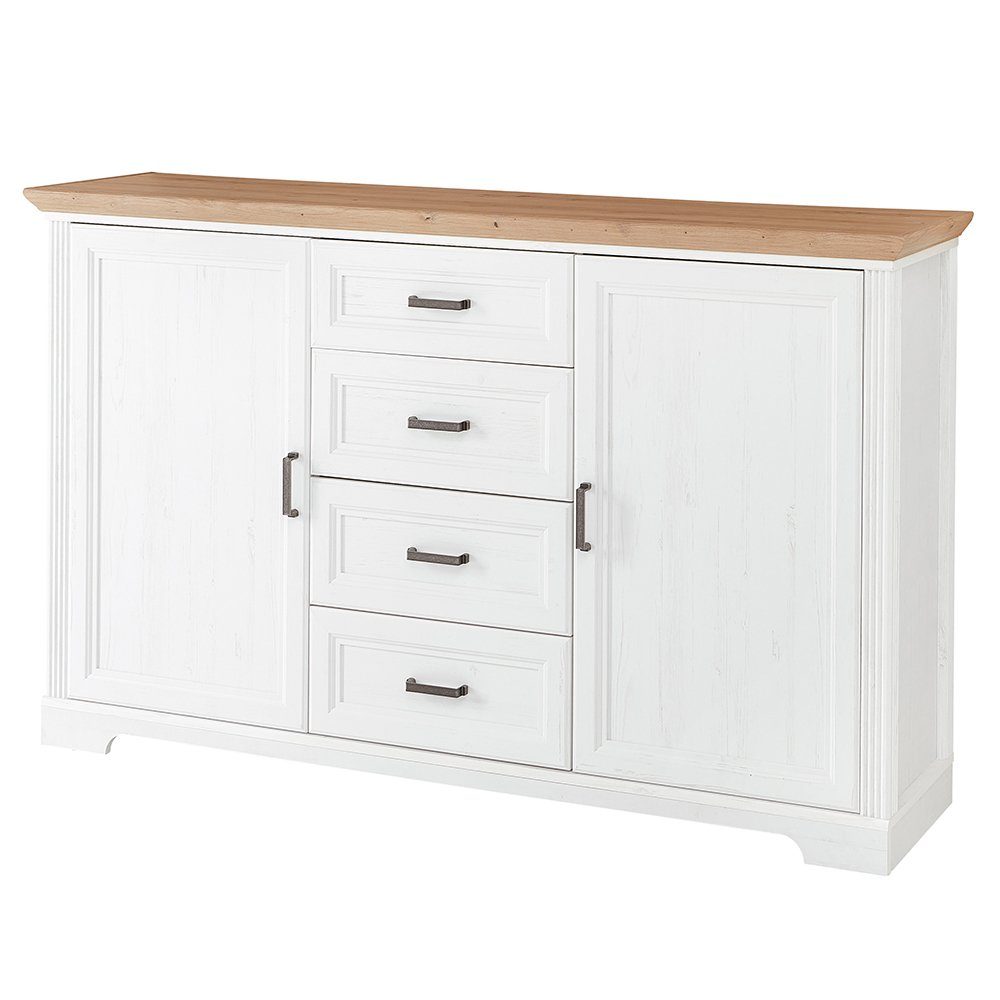 Lomadox Sideboard JÜLICH-36, in Pinie weiß Nb. mit Artisan Eiche Nb. 165/102/41 cm