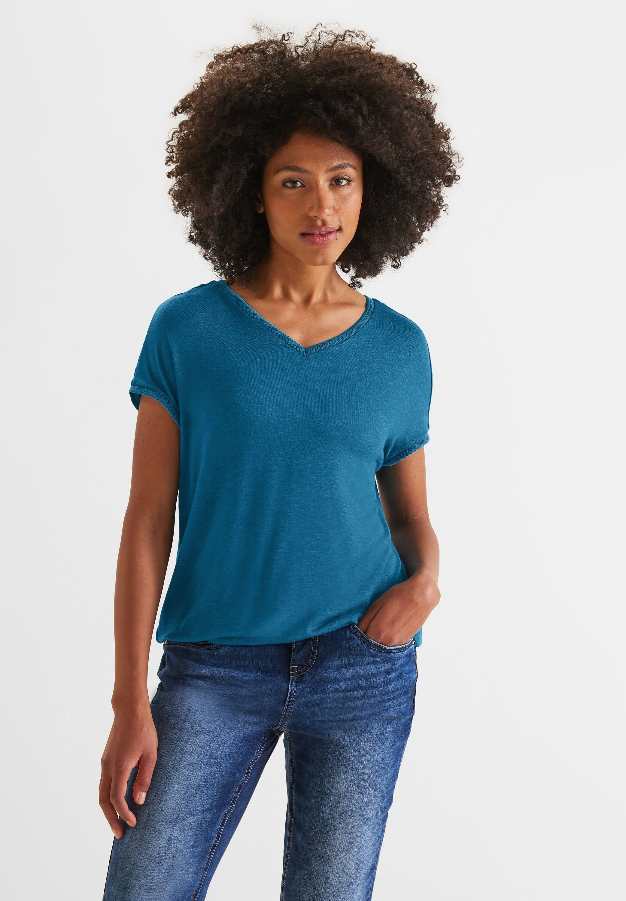 ONE T-Shirt Unifarbe deep in STREET blue