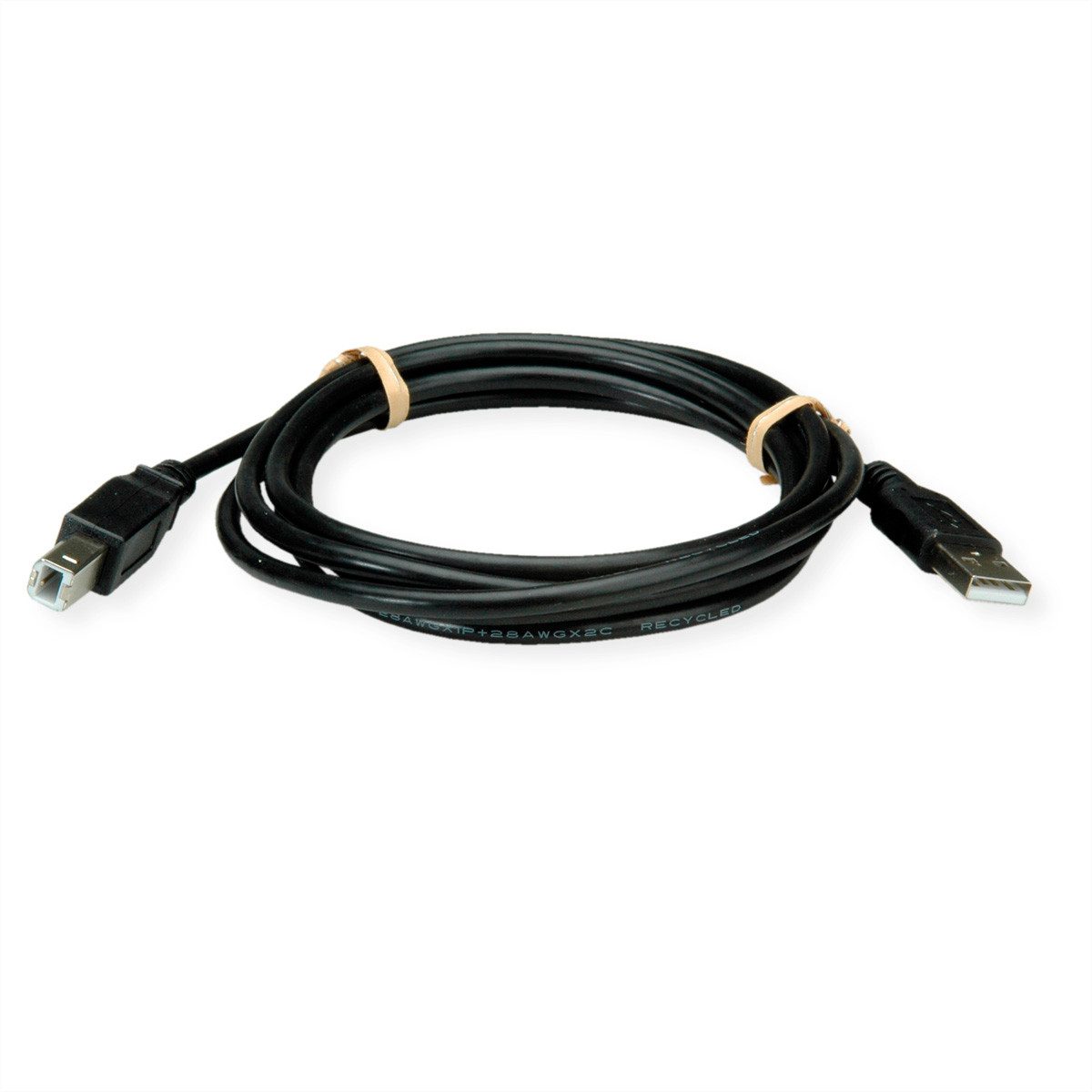 ROLINE RECYCLED MATERIAL USB 2.0 Kabel USB-Kabel, USB 2.0 Typ A Männlich (Stecker), USB 2.0 Typ B Männlich (Stecker) (80.0 cm), Typ A-B