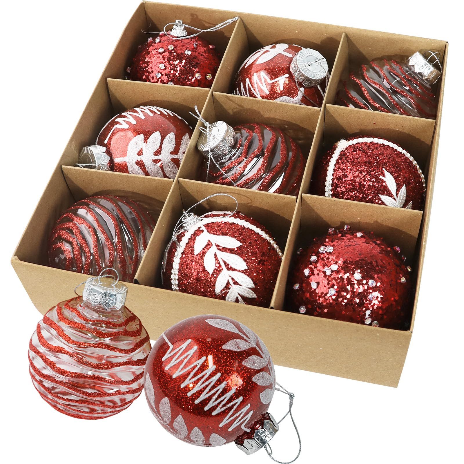 M&W DAS DESIGN Weihnachtsbaumkugel Weihnachtskugeln Christmas Decorations 8CM Rot