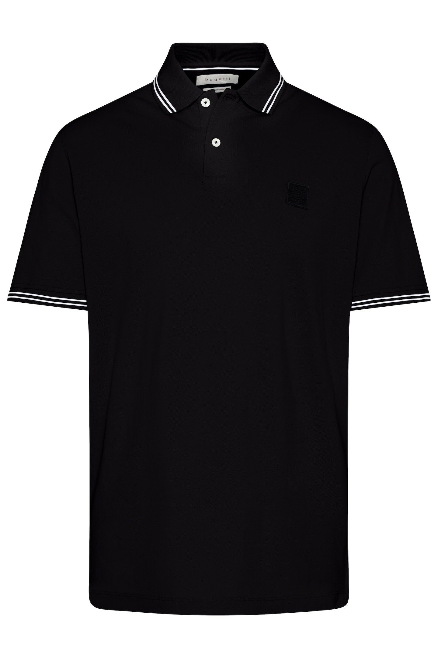 bugatti Poloshirt mit sportiven Kontraststreifen schwarz