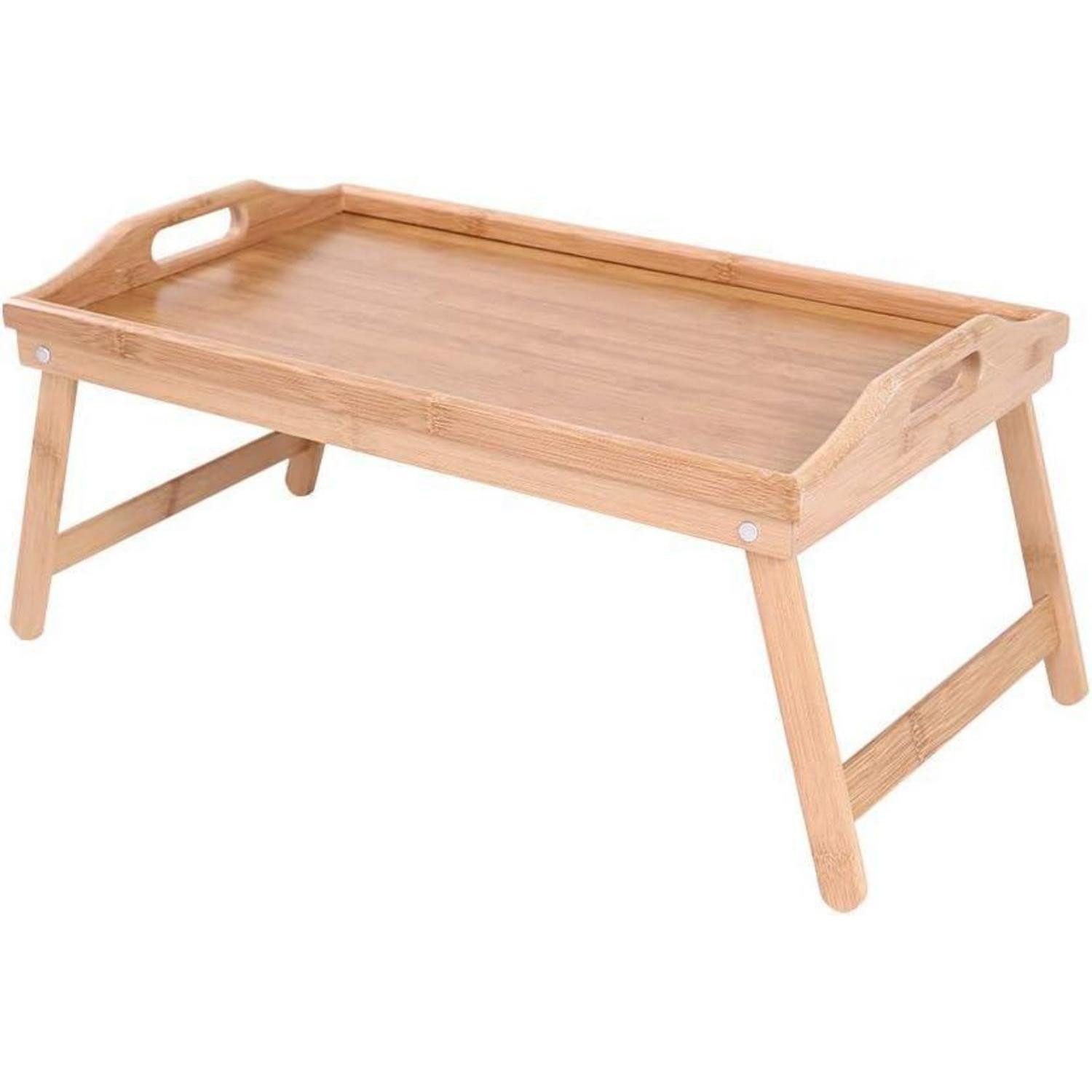 LuxusKollektion Tabletttisch Betttablett Bambus klappbare Füße Bett Frühstückstablett Tragegriffe
