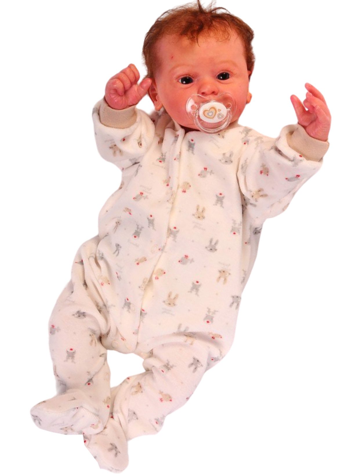 Strampler Baby Overall warm und weich in Creme mit Rentieren