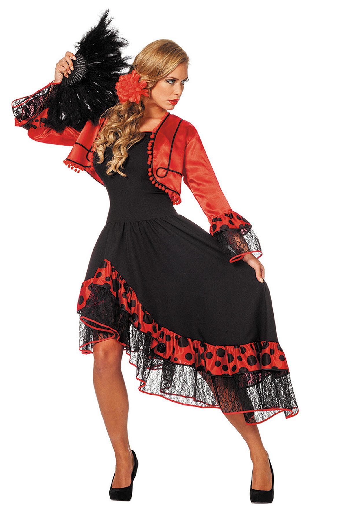 Wilbers Cowboy-Kostüm Spanierin 'Carmen' Kostüm für Damen, Rot Schwarz