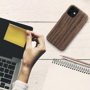 kwmobile Handyhülle Hülle für Apple iPhone 12 mini, Handy Case Cover Holz Schutzhülle - Holz Maserung Design