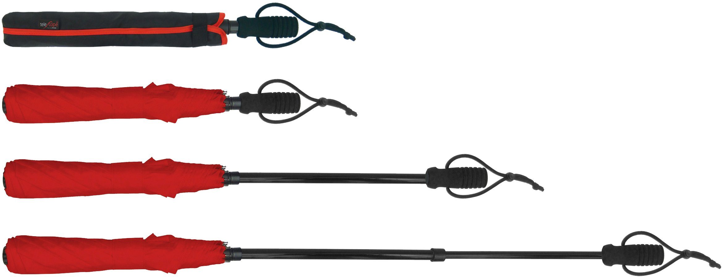 EuroSCHIRM® Taschenregenschirm teleScope handsfree, rot, zweifach ausziehba günstig online kaufen