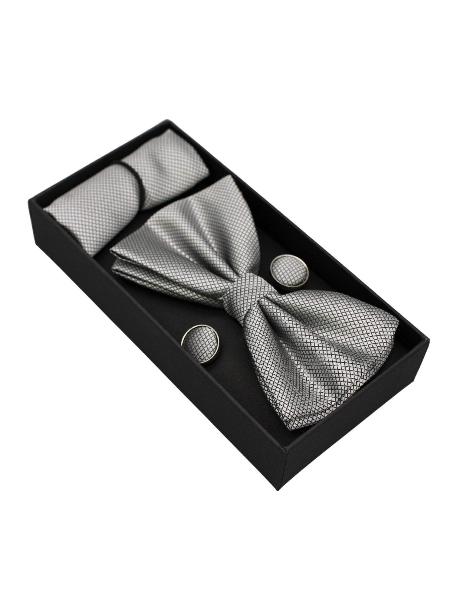 ANTALUX Fliege Elegantes 4-teiliges Herren-Set: Fliege, Tuch & Manschettenknöpfe