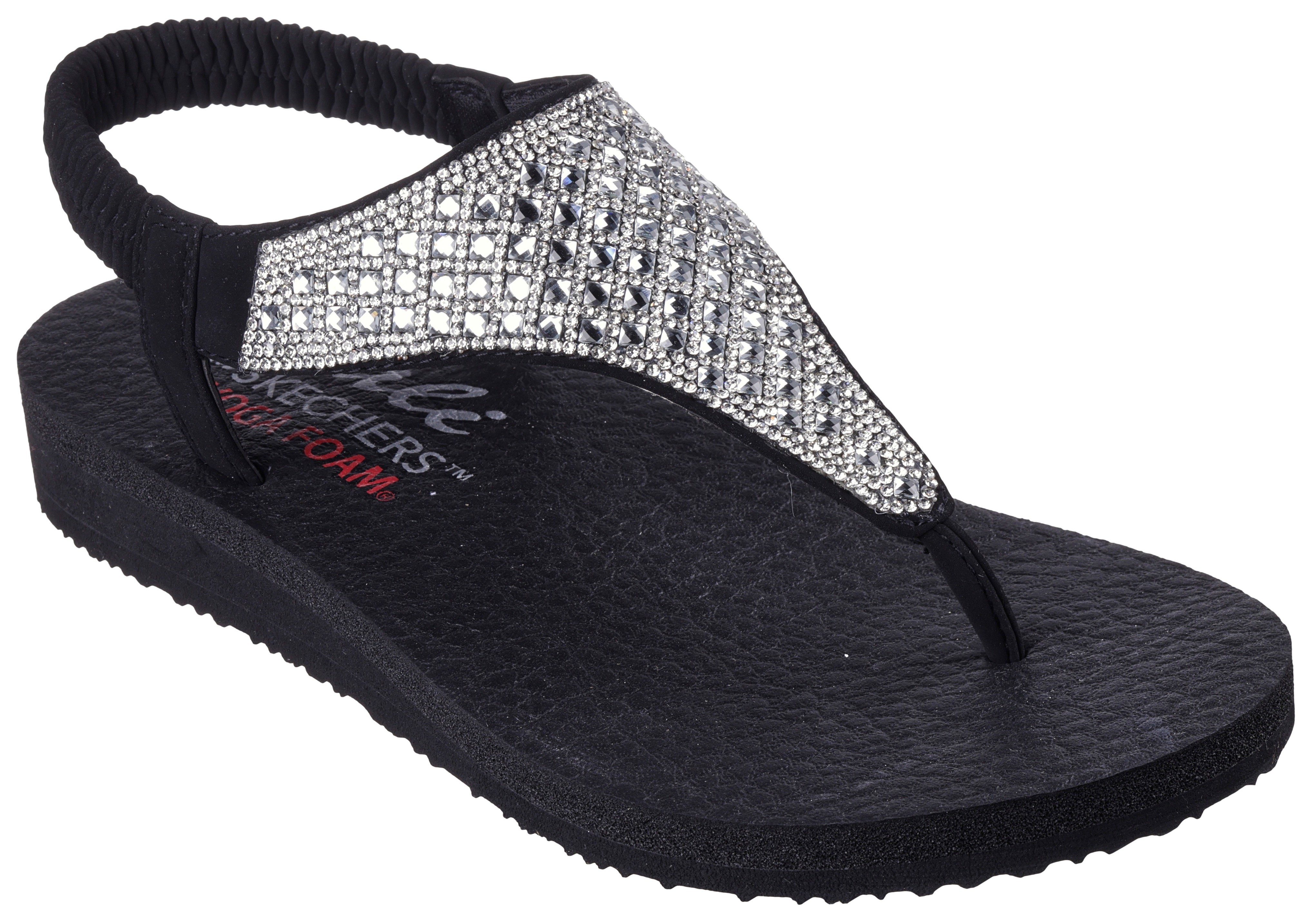 Skechers MEDITATION-ROCKSTAR Sandale, Sommerschuh, Sandalette, Riemchensandale, mit Glitzersteinen