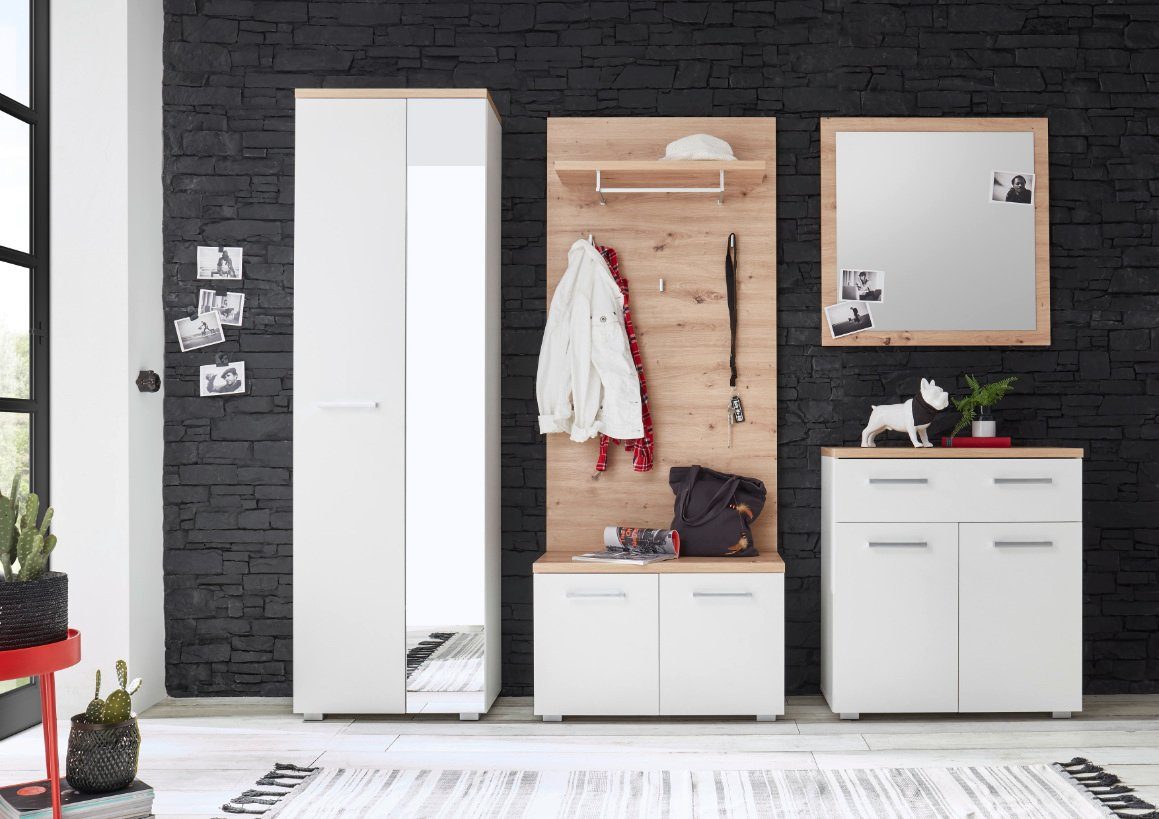 Garderobenset Pescara 5-tlg. - Flurgarderobe Mit Spiegeltür