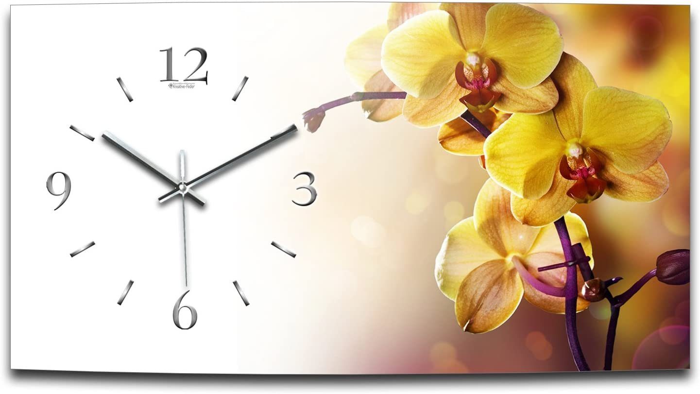 Kreative Feder Funkwanduhr 3D Design-Wanduhr „Orchidee“ günstig online kaufen