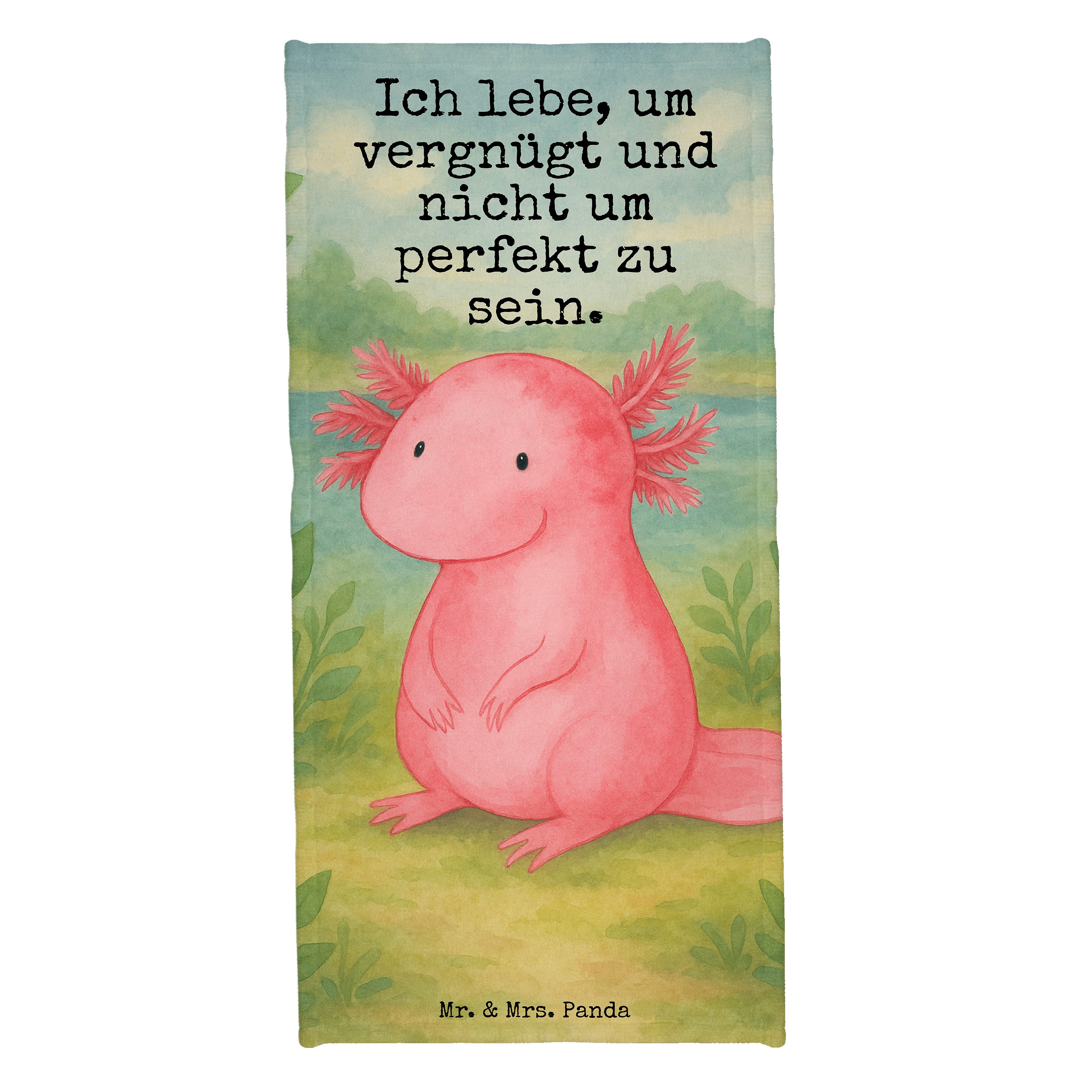 Mr. & Mrs. Panda Handtuch Axolotl Niedlich Design, Kunstfaser (Packung), Liebe Zufrieden Duschtuch
