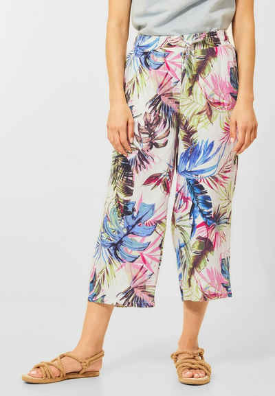 Cecil Culotte Cecil Leinenhose mit Print in White (1-tlg) Tunnelzugbändchen