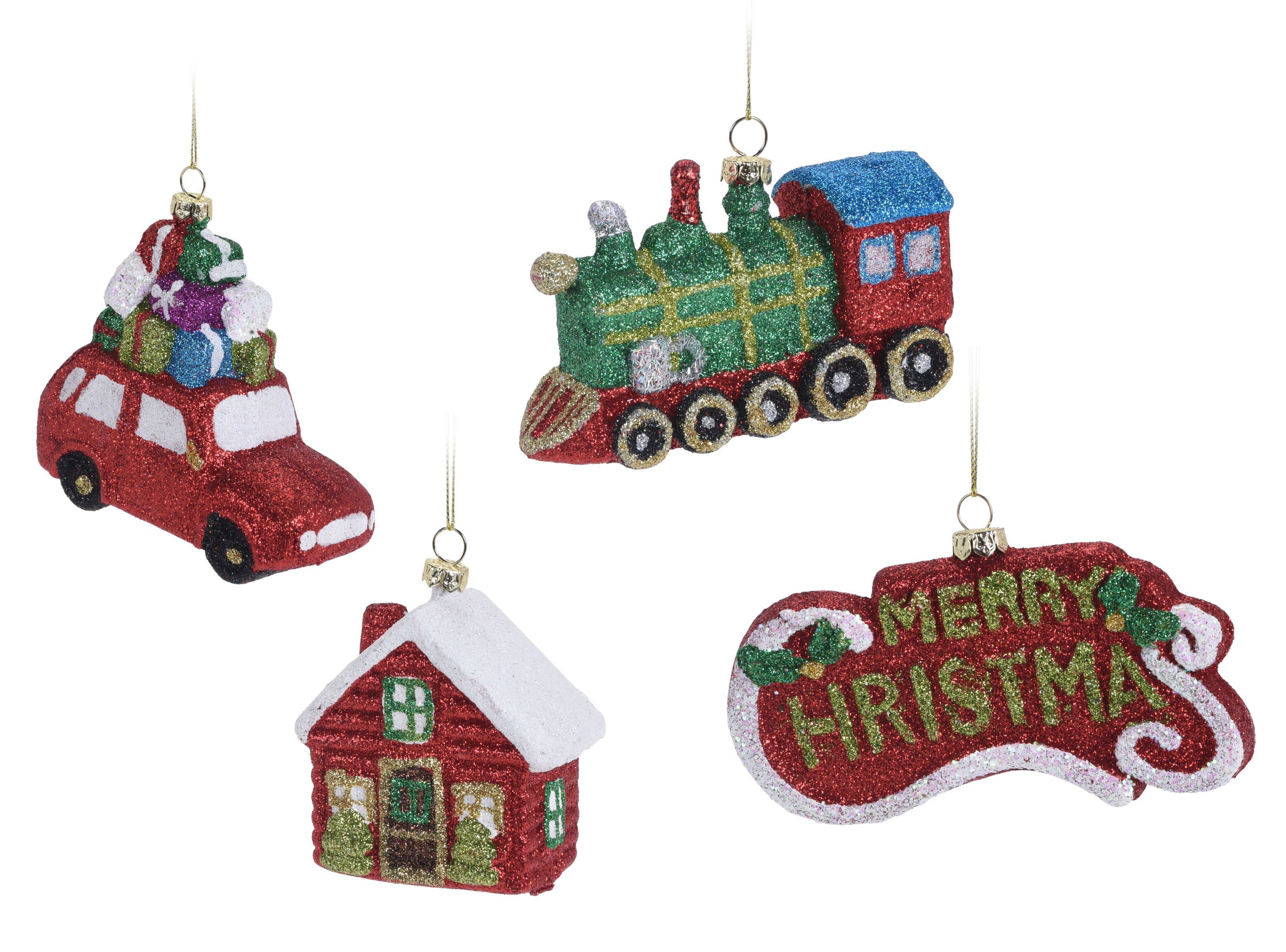 Christbaumschmuck Christbaumschmuck Anhänger 4er Set - Winterdorf