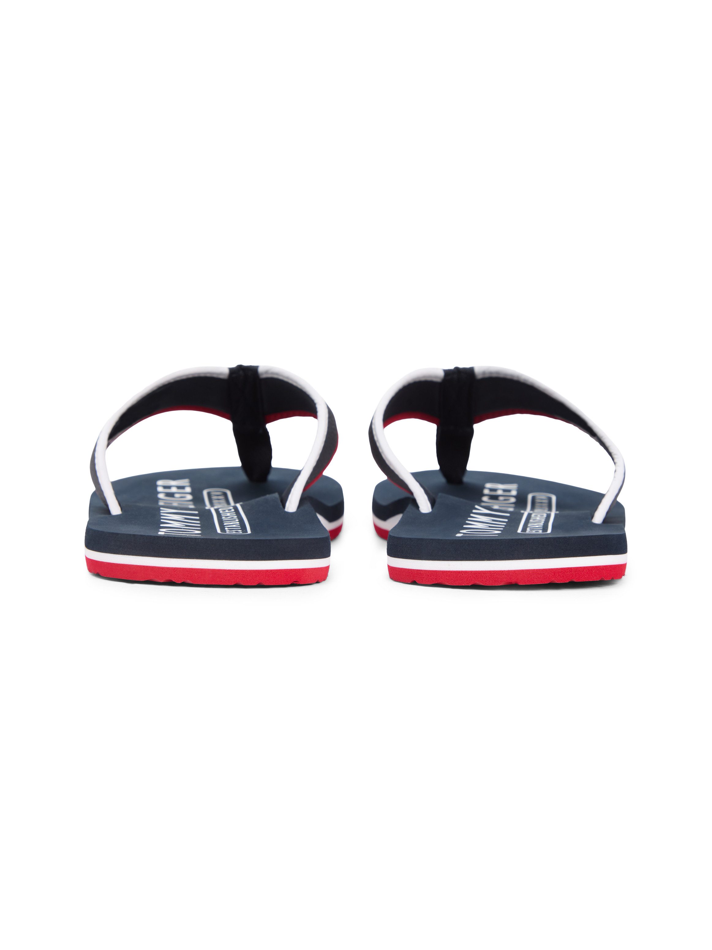 Tommy Hilfiger HILFIGER TUMBLE BEACH SANDAL Zehentrenner, Sommerschuh, Badeschuh mit dreifarbiger Laufsohle