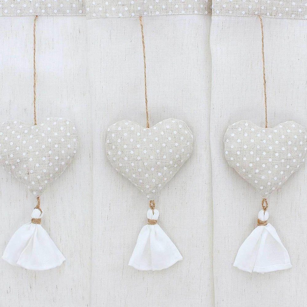 Home-trends24.de Scheibengardine Herz Gardine Fenstervorhang Landhaus Creme günstig online kaufen