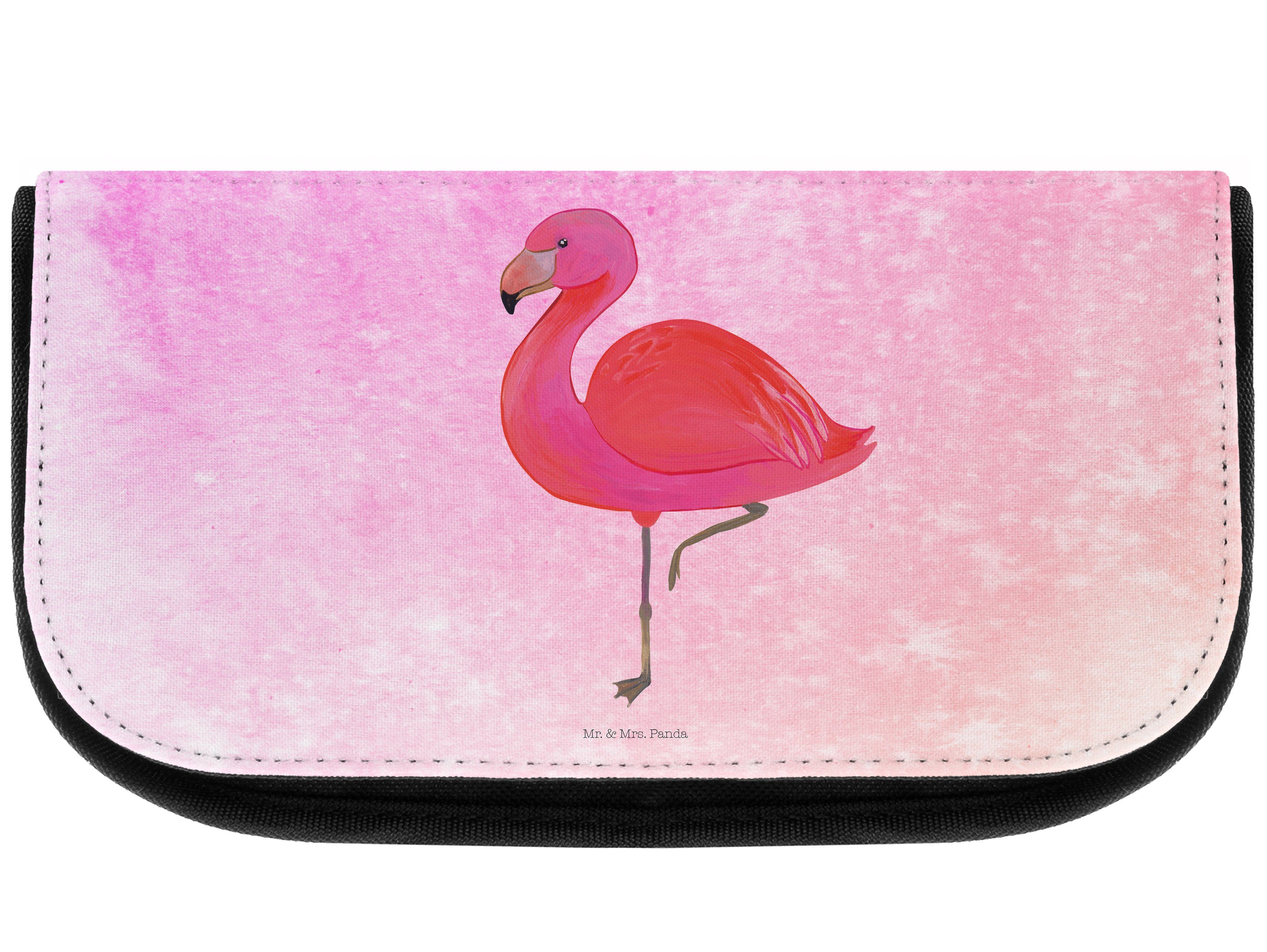 Mr. & Mrs. Panda Kosmetiktasche Flamingo classic - Aquarell Pink - Geschenk, Kulturbeutel, ich, Freun (1-tlg)
