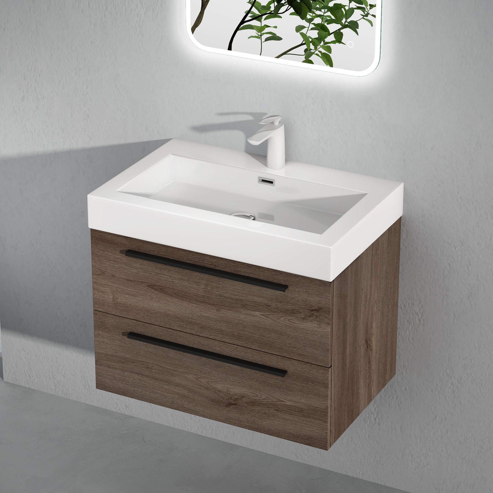 doporro Badezimmer-Set Badmöbel-Set Quadratto Waschbeckenunterschrank Wasch günstig online kaufen