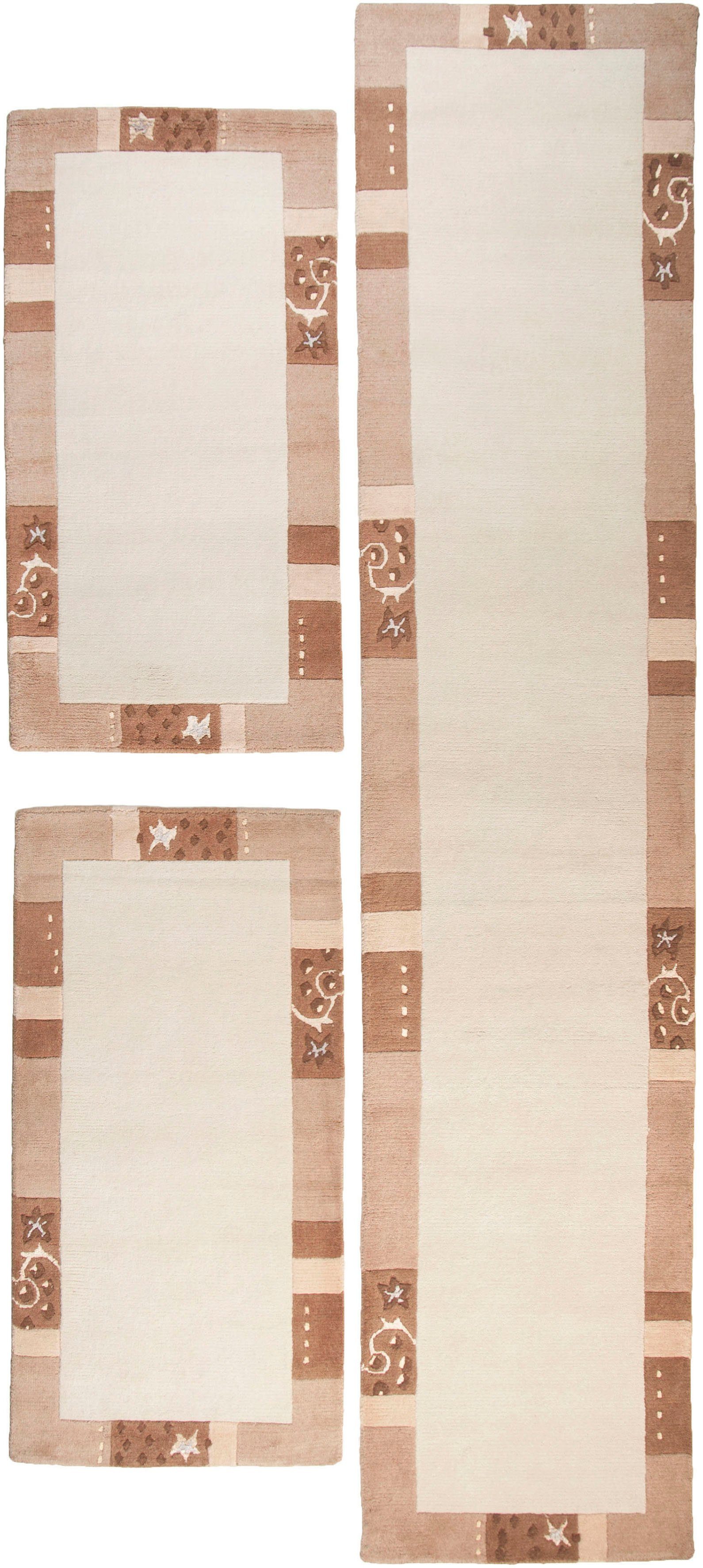 THEKO Bettumrandung Royal Ganges, Höhe 13 mm, (3-tlg), Bettvorleger, 3-teiliges Läufer-Set fürs Schlafzimmer, 95% Wolle
