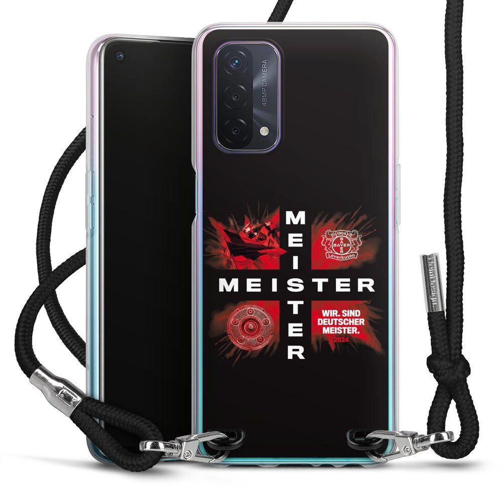 DeinDesign Handyhülle Bayer 04 Leverkusen Meister Offizielles Lizenzprodukt, Oppo A54 5G Handykette Hülle mit Band Case zum Umhängen