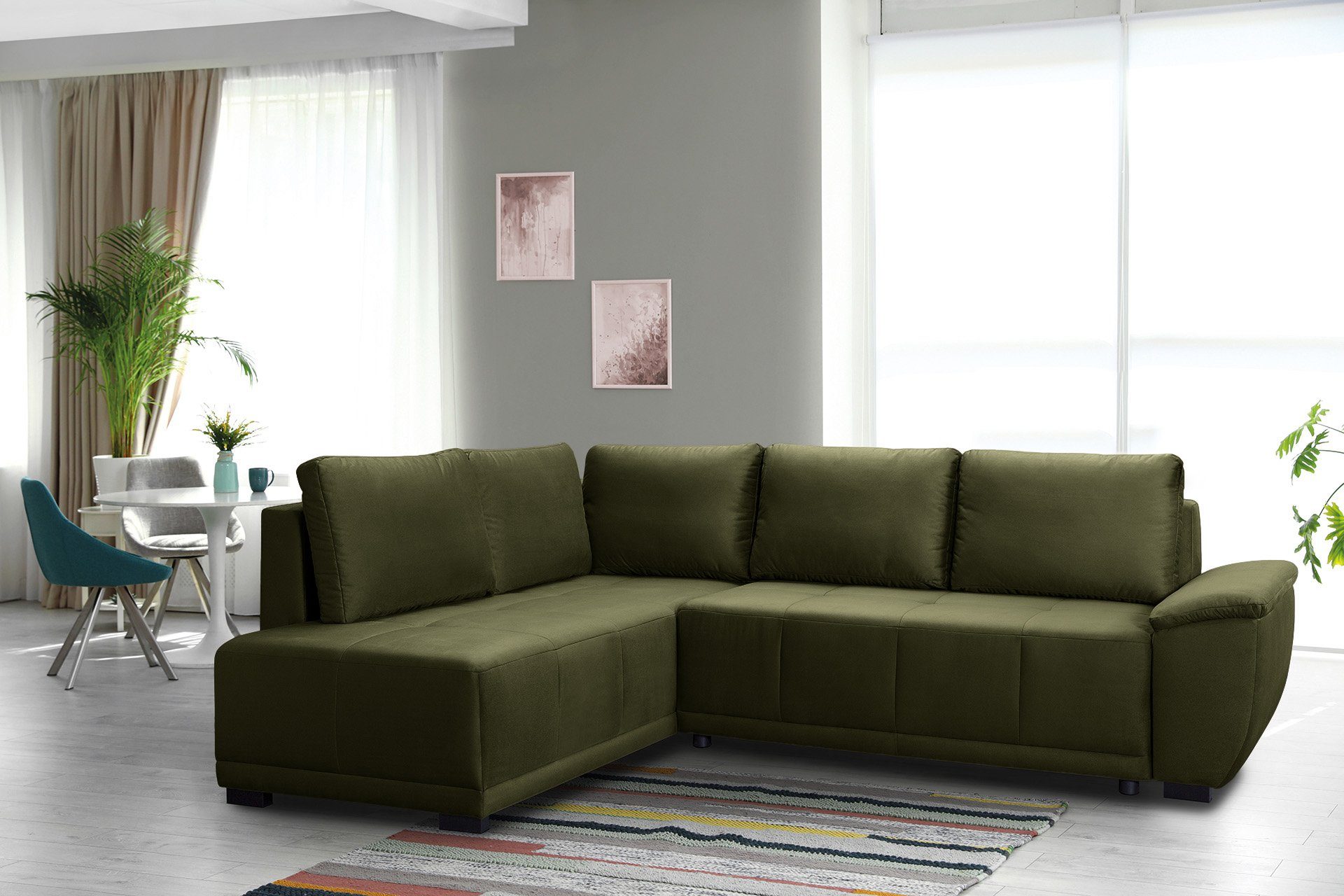 Ecksofa, 5 Rückenkissen Schlaffunktion inkl. sofa beidseitig, - fashion & Bettkasten, exxpo mane