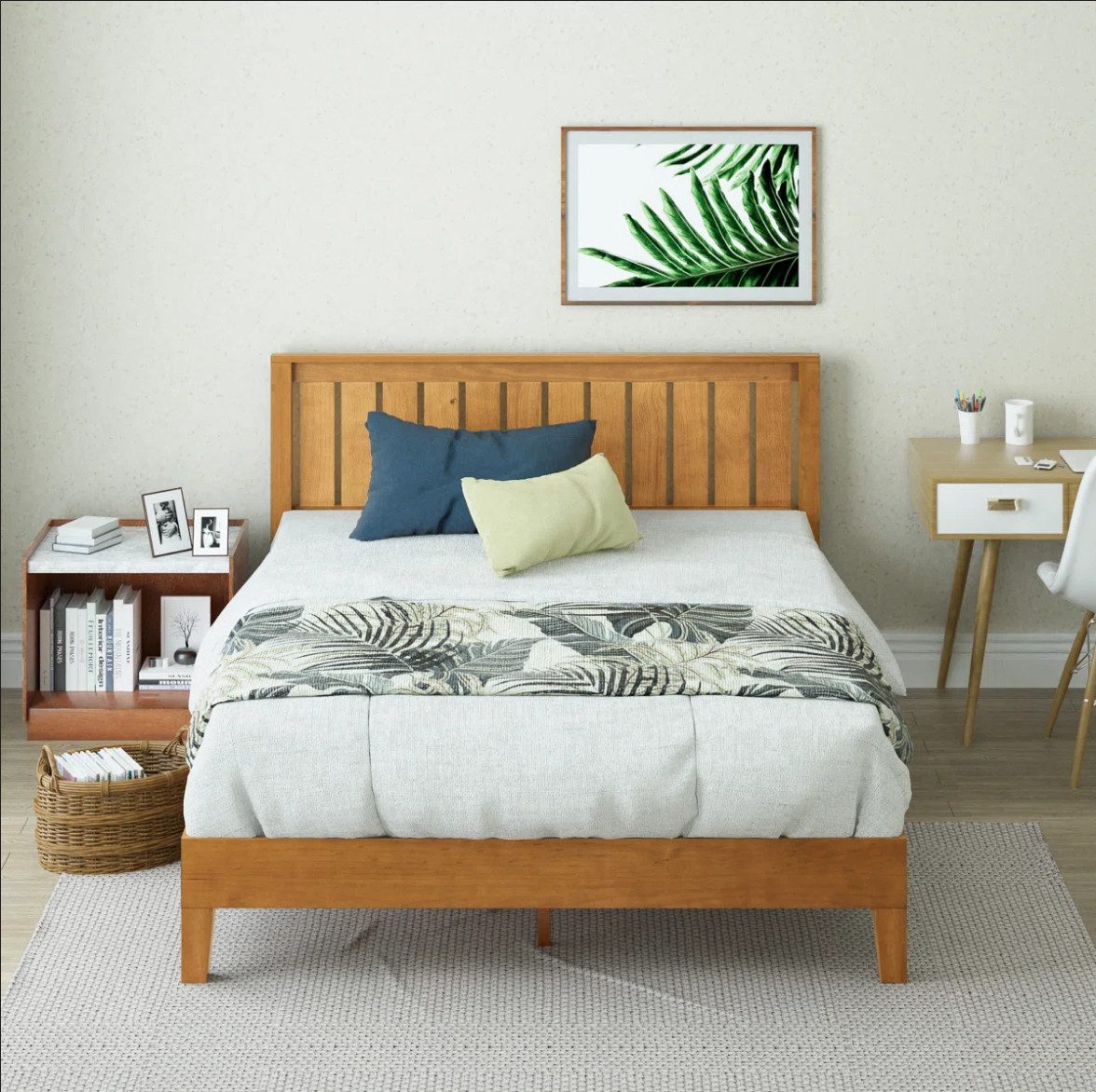 ZINUS Holzbett Alexis, Mid Century Design, modern und zeitlos, mit Kopfteil (Packung, aus Kiefernholz, 140x200 cm), inklusive Lattenrost aus Holz