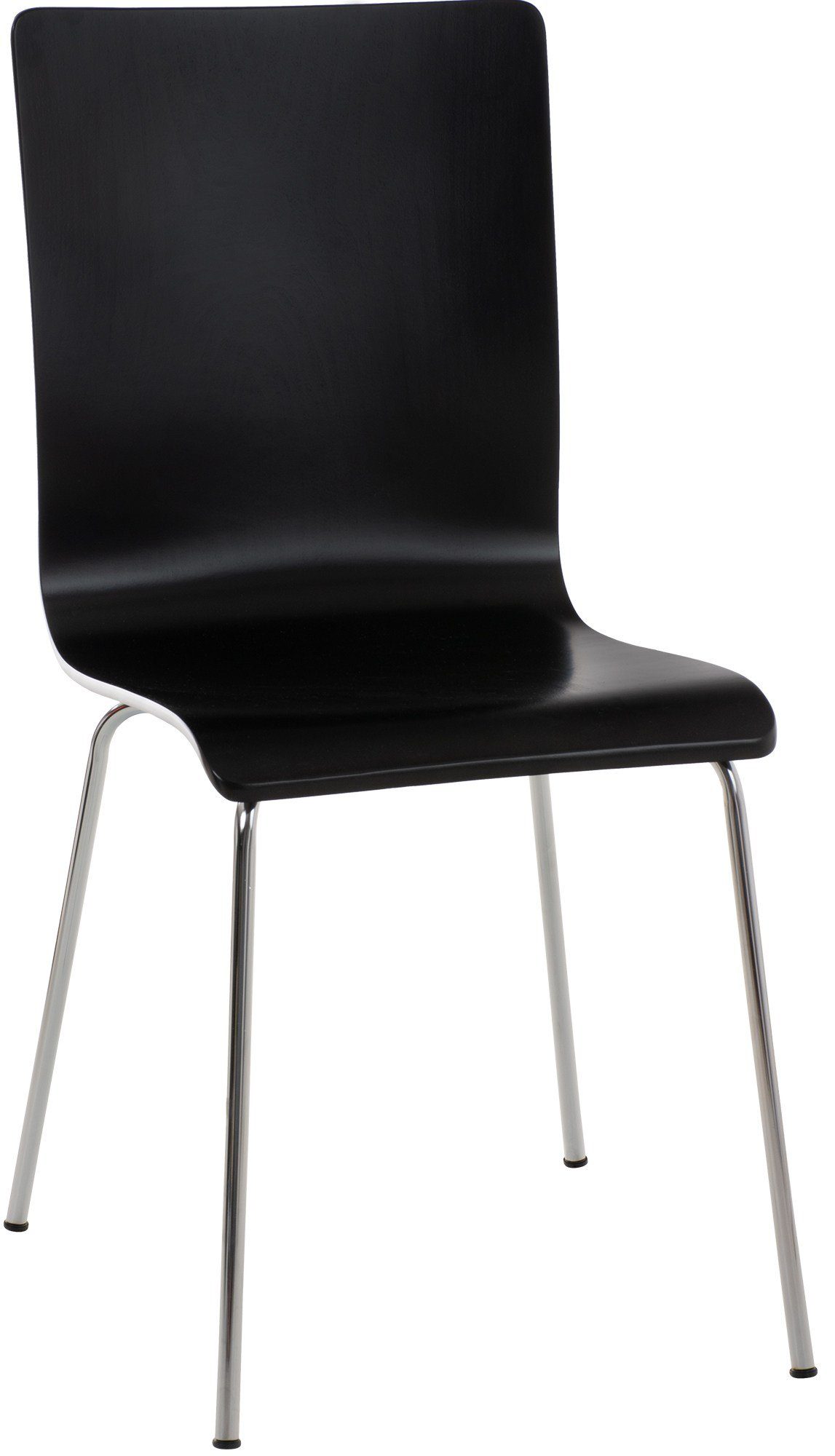 Besucherstuhl schwarz ergonomisch Metallgestell Pepe, Holzsitz geformter & CLP