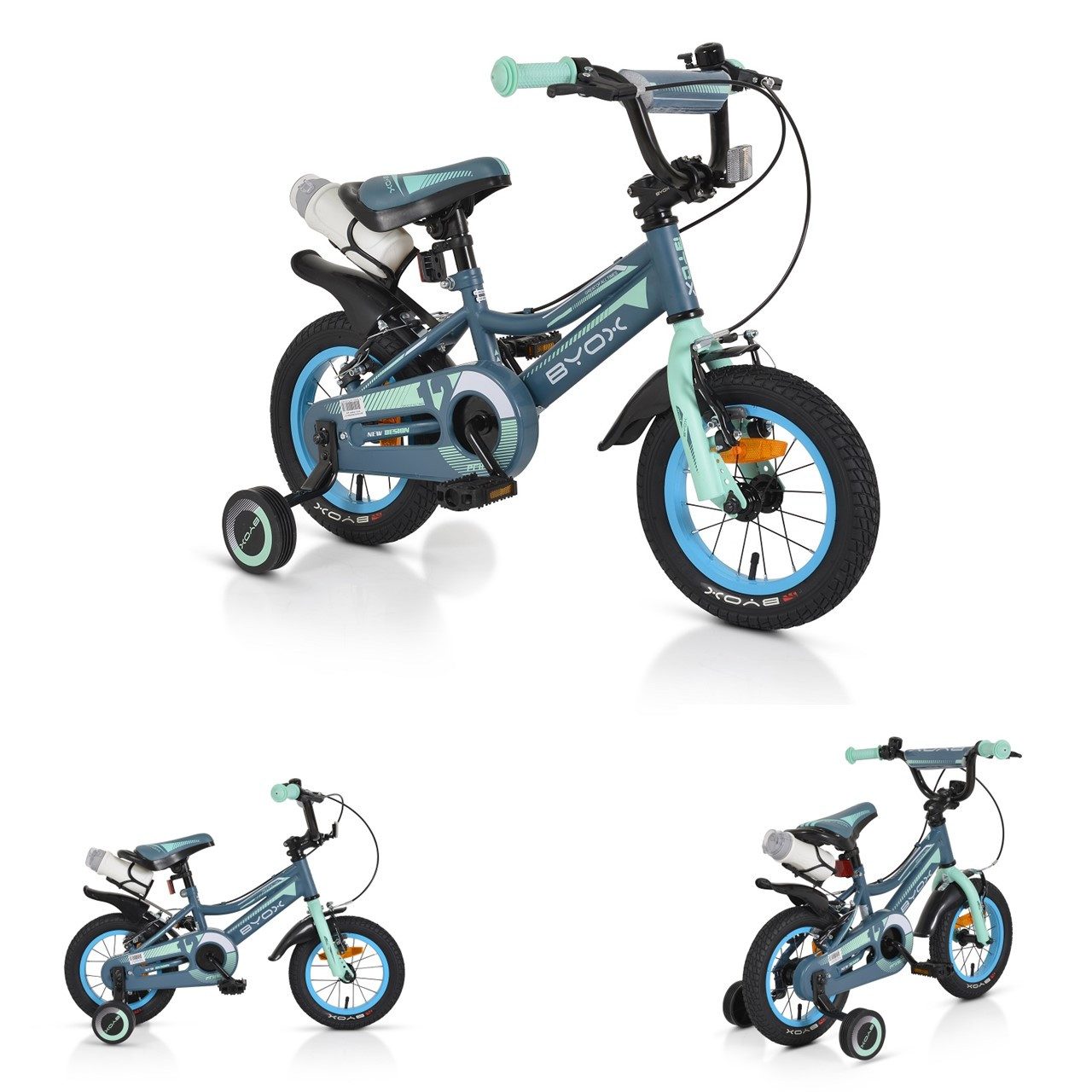 Byox Kinderfahrrad Kinderfahrrad 12 Zoll Prince, 1 Gang 1 Gang, keine, sportliches Design, Stützräder, Kettenschutz