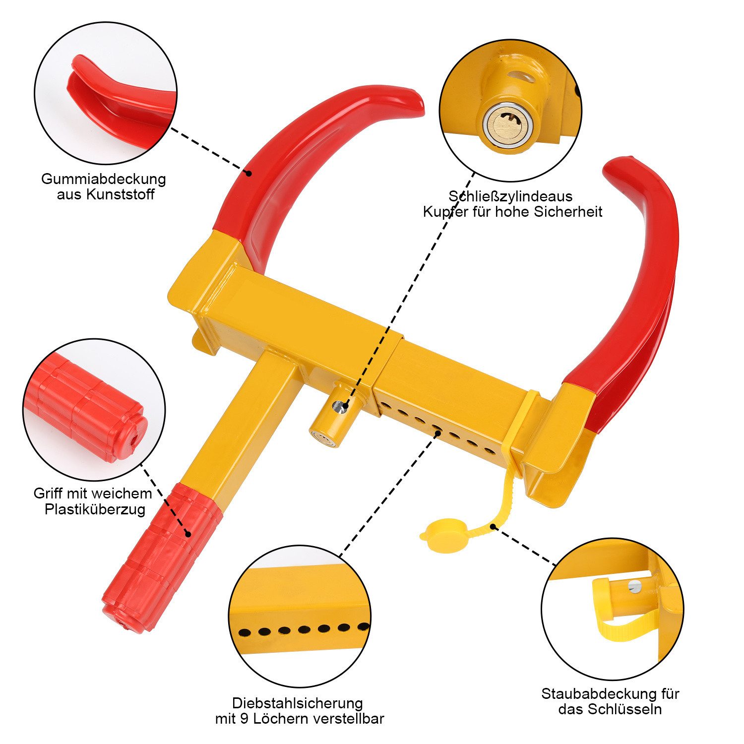 Clanmacy Wheel Clamp 2X Parking Clamp for Cars & Caravans – Sturdy Tire Clamp, Adjustable