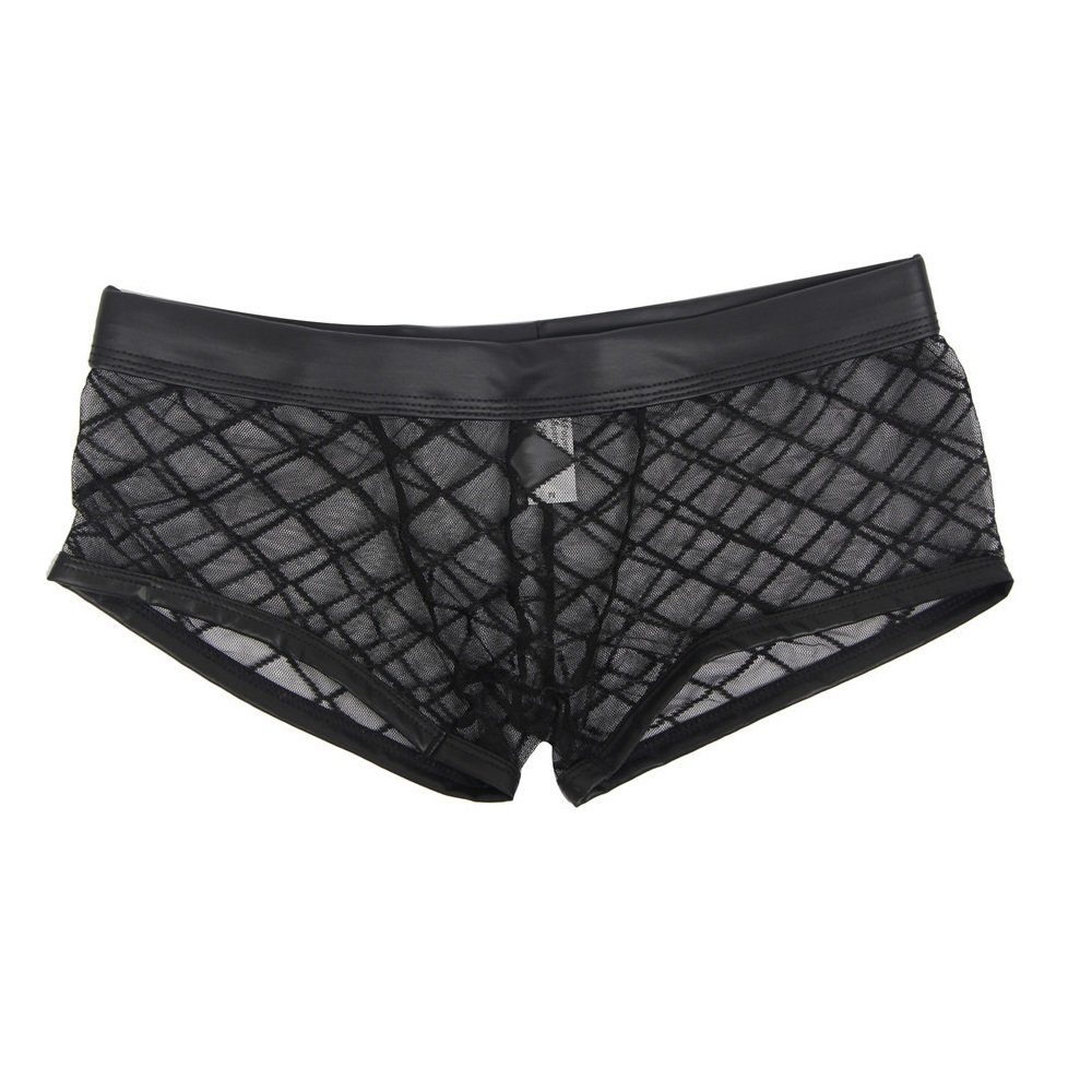 Boxershorts Boxershorts Transparent Netz Slip Lack Leder Wetlook Unterwäsche M/L