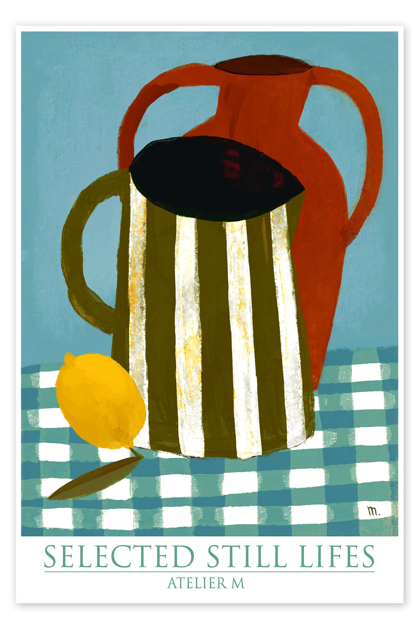 Posterlounge Poster ATELIER M, Sommerstillleben mit Zitrone, Küche Malerei