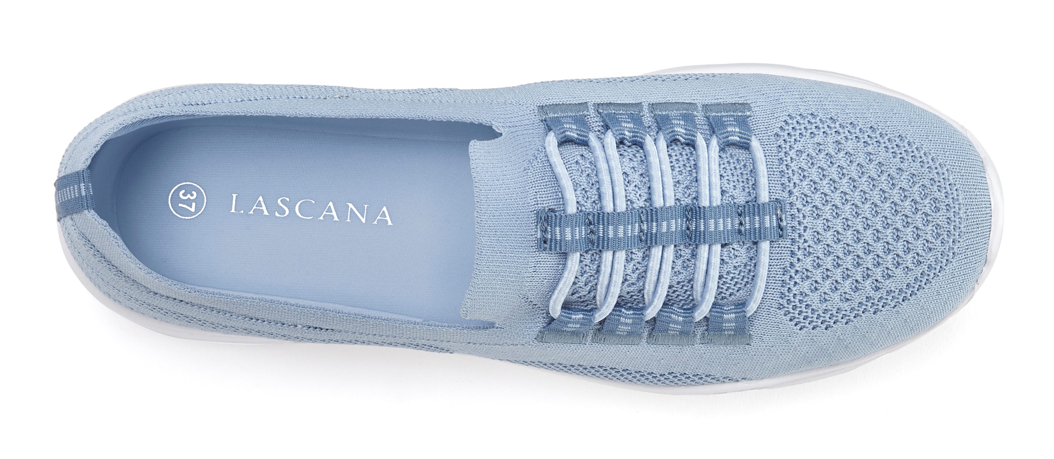 LASCANA Slipper, Halbschuh, Slip-On-Sneaker, Sneaker aus leichtem Textil-Material VEGAN