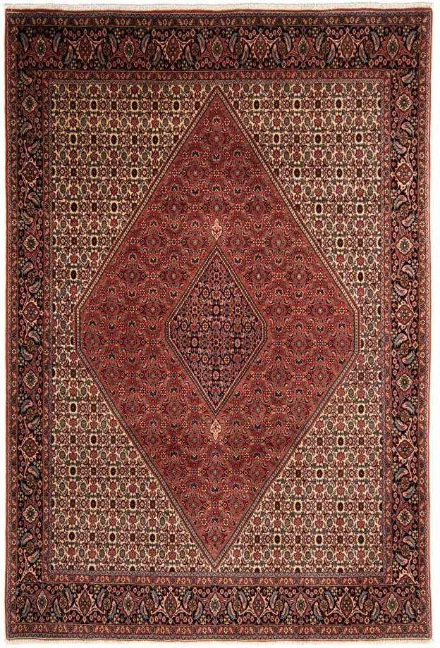 Orientteppich Perser - Bidjar morgenland, 15 mm, 343 rechteckig, - x - Zertifikat Einzelstück Wohnzimmer, mit Handgeknüpft, Höhe: 250 dunkelrot, cm
