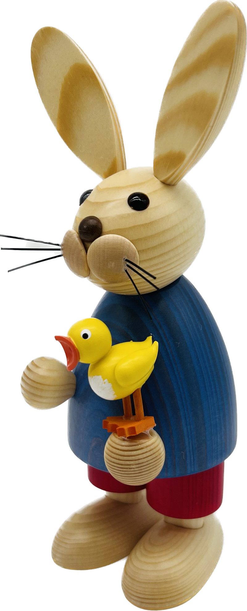 Richard Glaesser Osterhase Junge blau mit Küken, Höhe ca. 23 cm, Neuheit, Handwerkskunst aus Seiffen im Erzgebirge