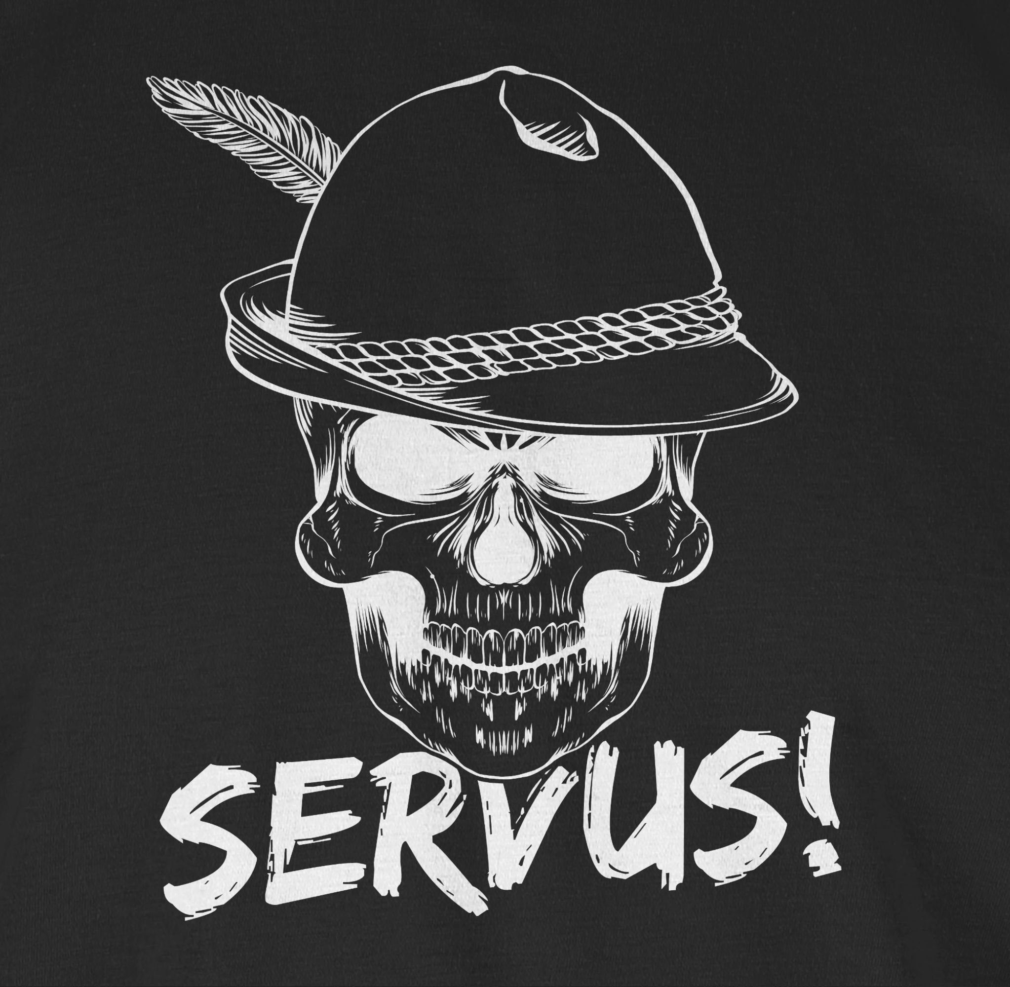 01 Mode Herren weiß Oktoberfest T-Shirt Servus! Schwarz Shirtracer - für Totenkopf